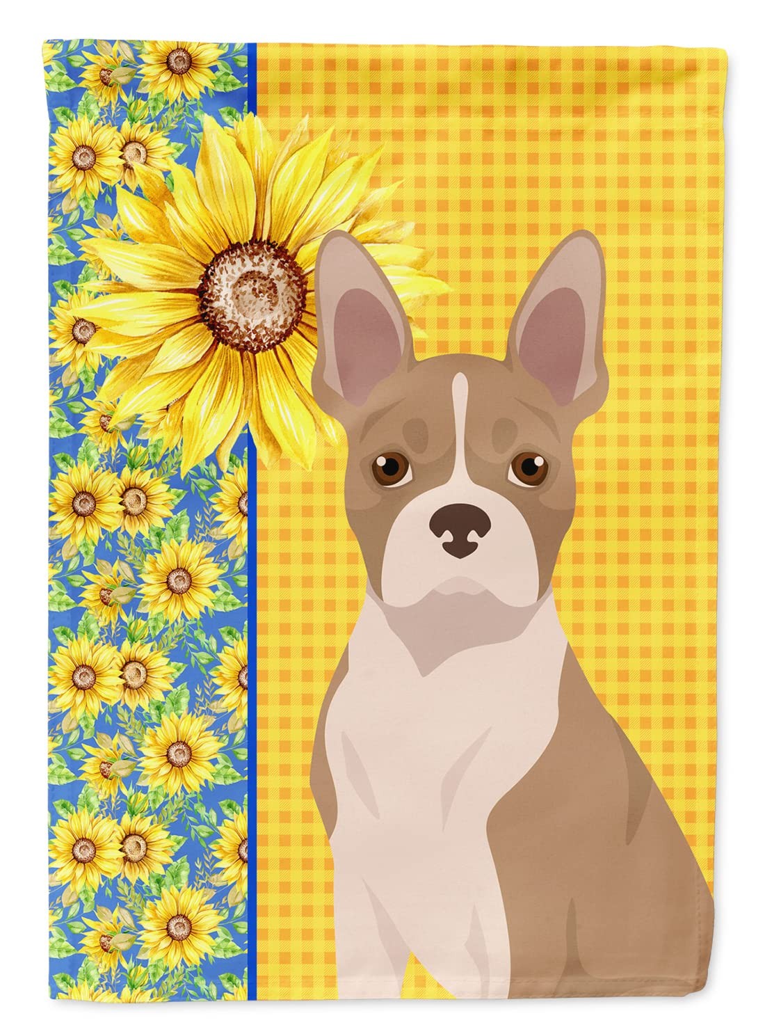 Caroline\'s Treasures WDK5334CHF Summer Sunflowers Fawn Boston Terrier House Caroline\'s Treasures WDK5334CHF Summer Sunflowers Fawn Boston Terrier House