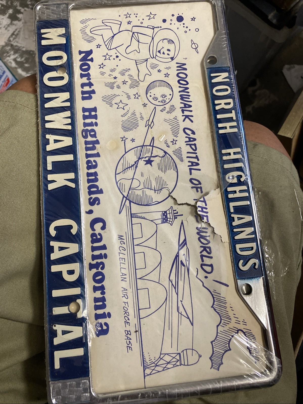 Vtg 1979 North Highlands Moonwalk Ca Anniversary McClellan AFB License Car Frame Vtg 1979 North Highlands Moonwalk Ca Anniversary McClellan AFB License Car Frame
