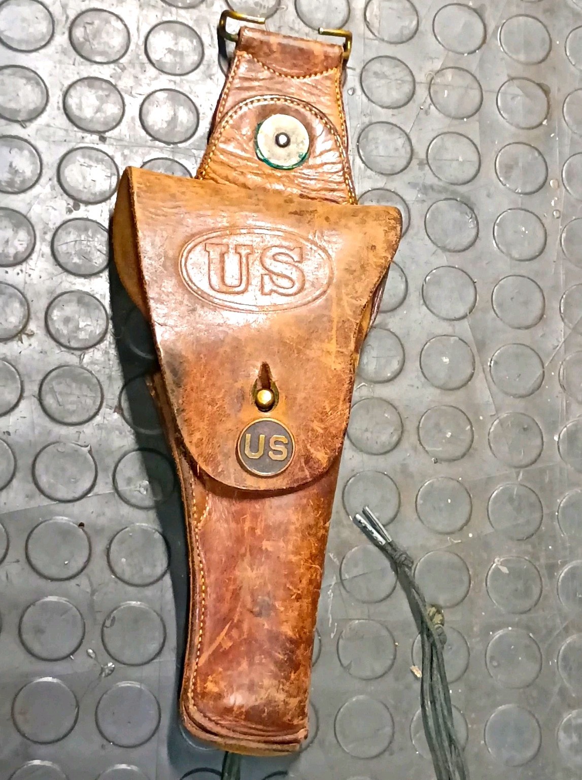 WWI US M1912 Mounted Leather Pistol Swivel Holster US Marked Colt 1911 Army WW1
