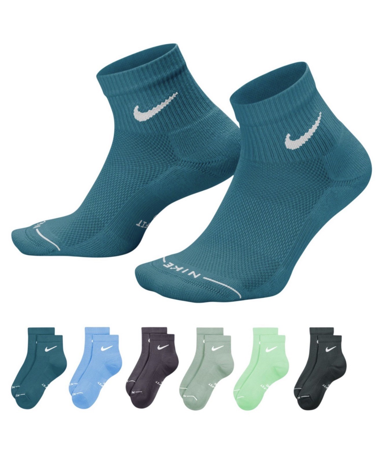 Nike Everyday Elevated Dri-FIT Ankle Socks 6 Pack Large L Men 9.5-12 HQ8031-911