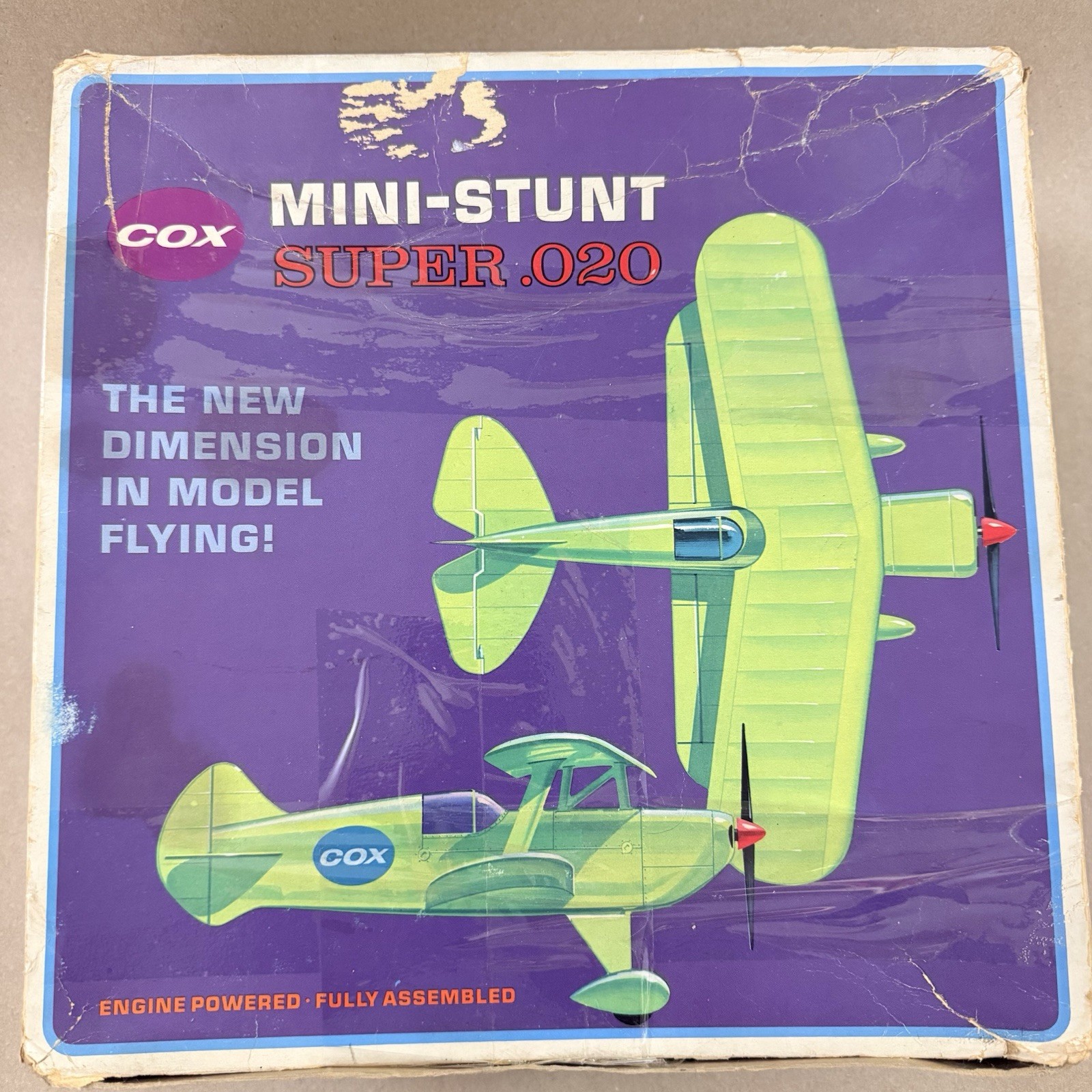 Vintage Cox Mini Stunt Super .020 Gas Airplain Kit w/ Damaged Box Top