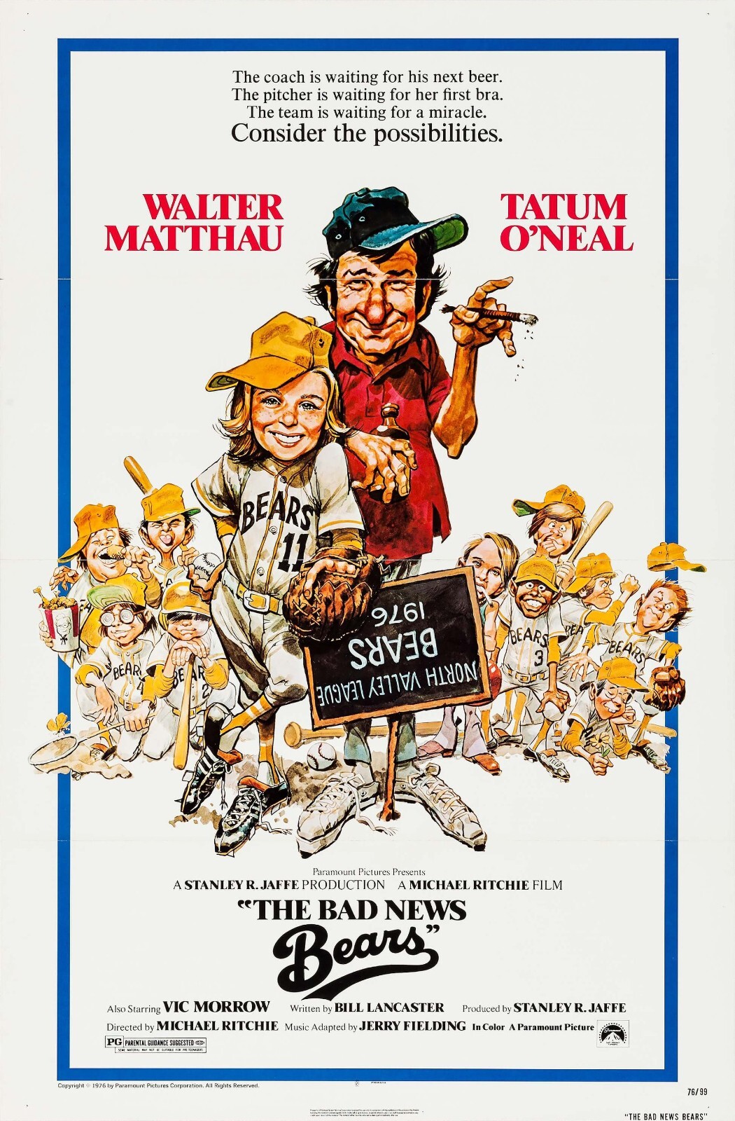 1976 The Bad News Bears Movie Poster 11X17 Walter Matthau Tatum O\'Neal ⚾🍿 1976 The Bad News Bears Movie Poster 11X17 Walter Matthau Tatum O\'Neal ⚾🍿