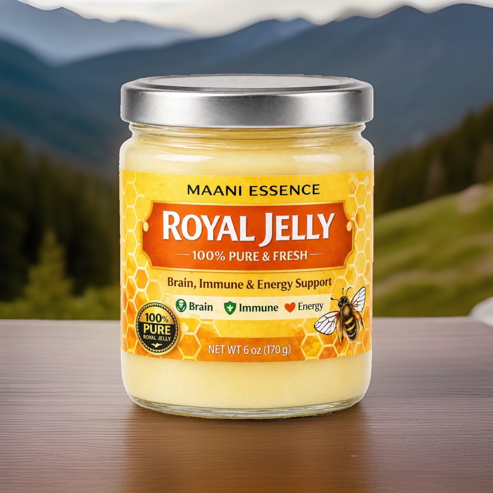 Royal Jelly 100% Pure & Fresh (6oz) – Natural Energy, Brain & Immune Support