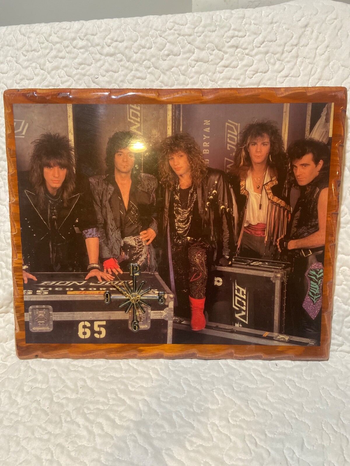 vintage Bon Jovi wood resin clock vintage Bon Jovi wood resin clock