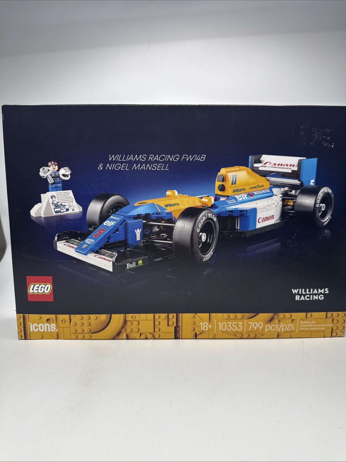 LEGO Icons Williams Racing FW14B & Nigel Mansell Model Car Set for F1 Fans 10353