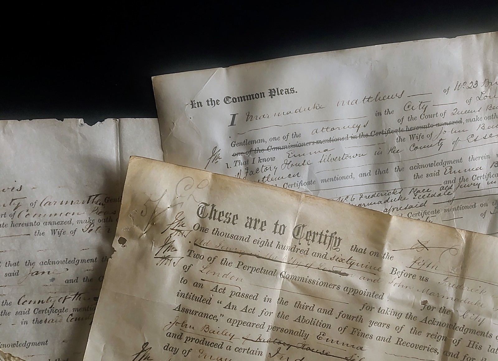 1869 Victorian English Vellum Documents Married Women\'s Property Acknowledgments