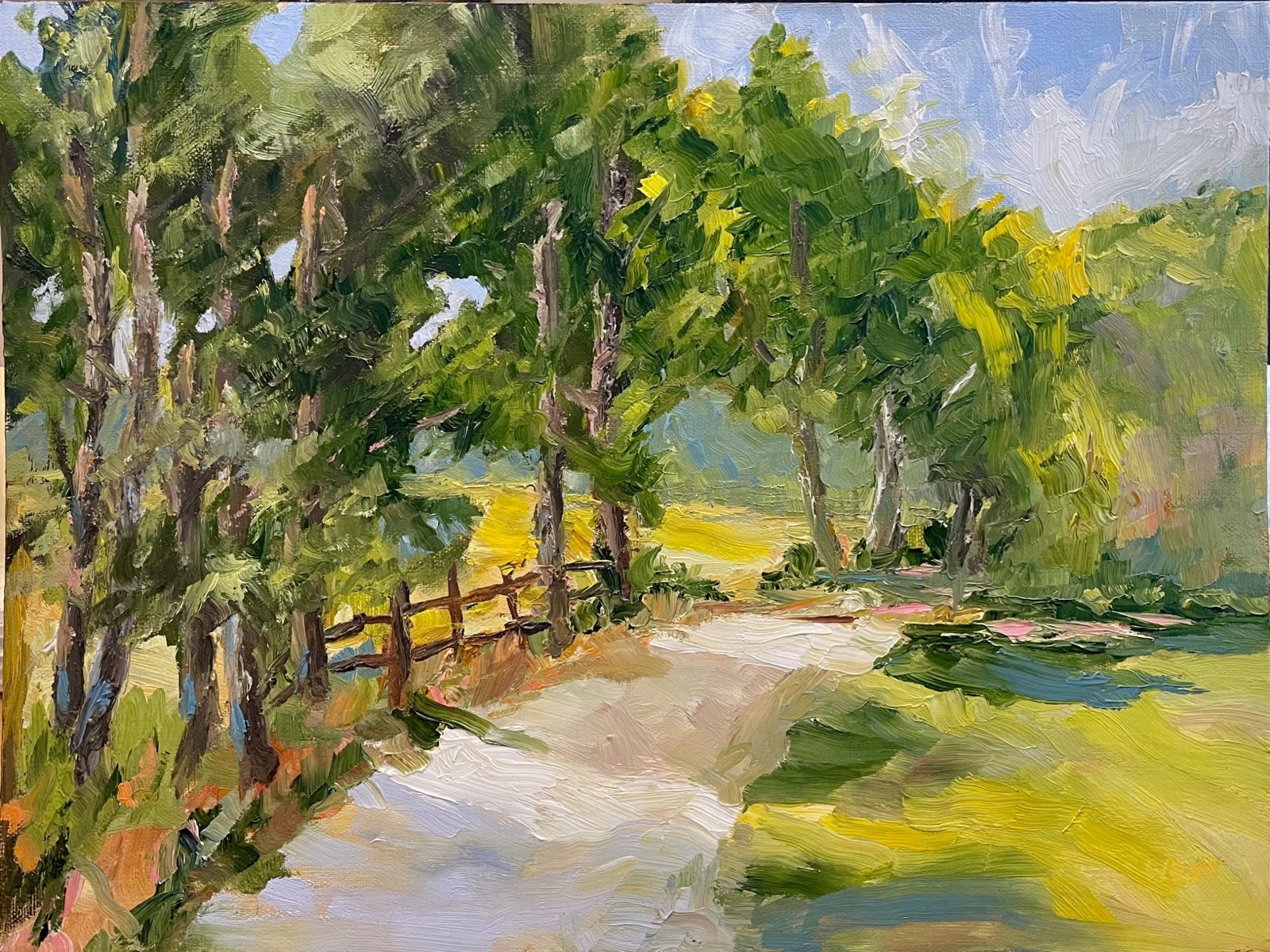 Original Oil Painting 9x12 Impressionist Landscape Country Lane Art Signed