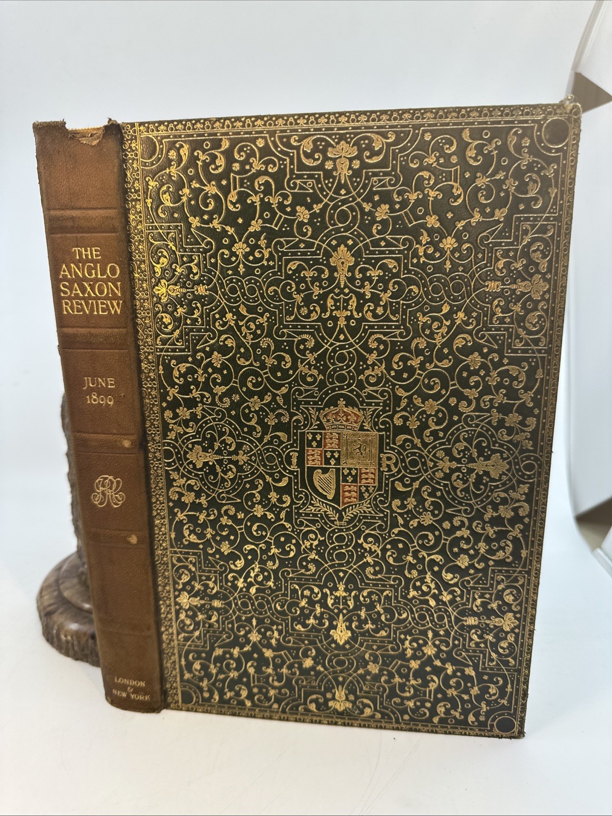 Antique Anglo Saxon Review 1899 Churchill Gilt Binding Vol 1 June AE-45 
