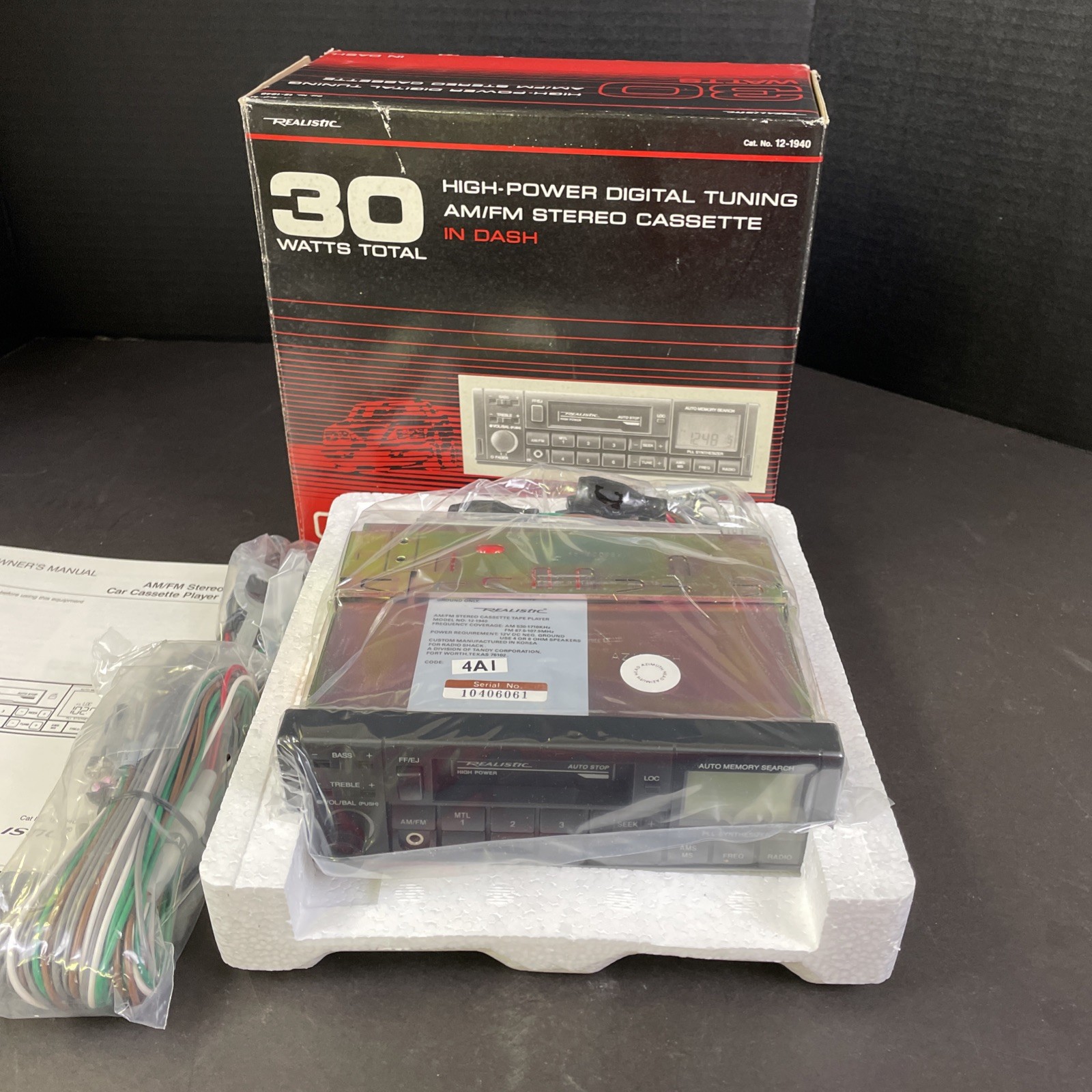 NOS Realistic High Power Digital Tuning Am/Fm Stereo Cassette – 30 W Total