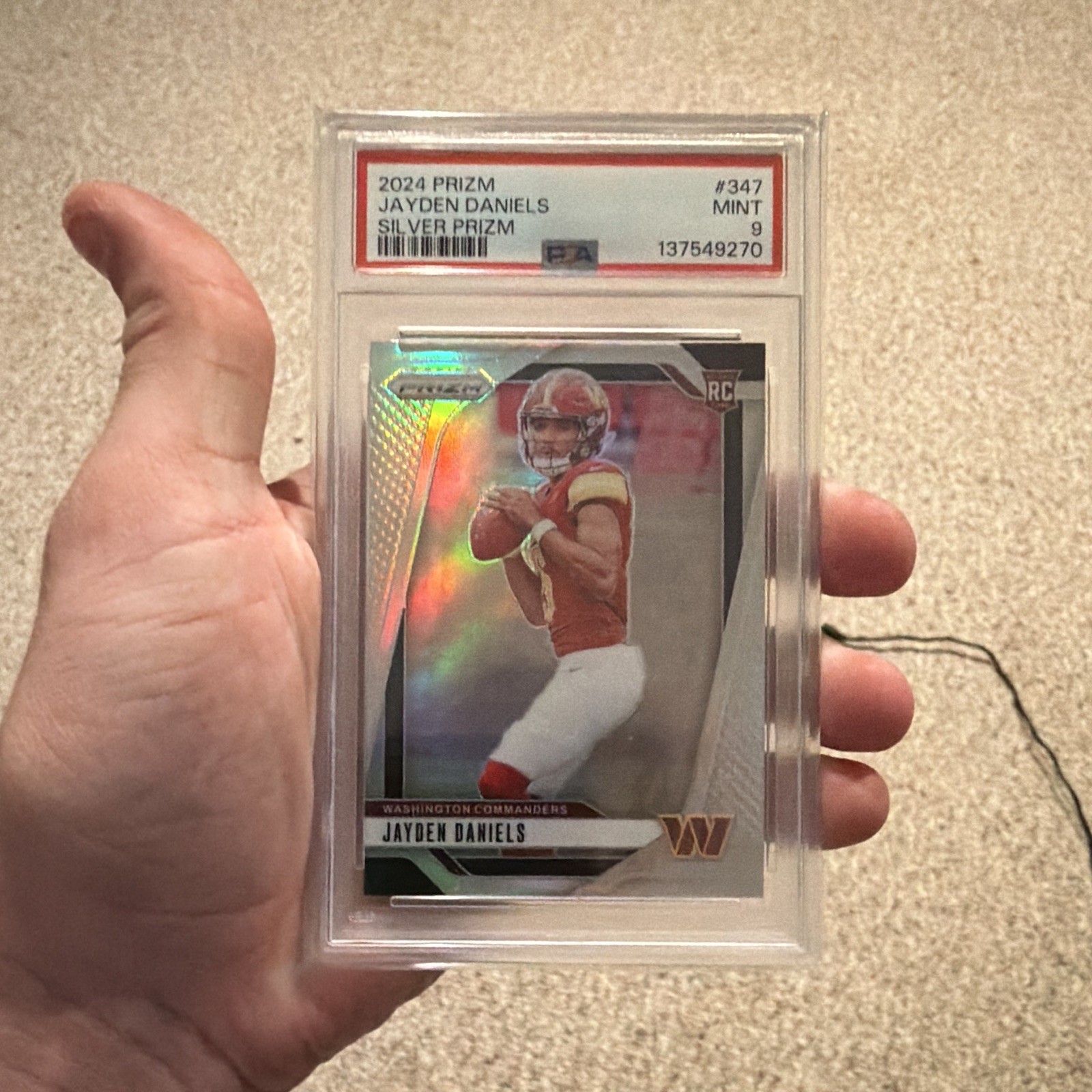 Panini 2024 Prizm Rookies Jayden Daniels Silver Prizm RC #347 PSA 9