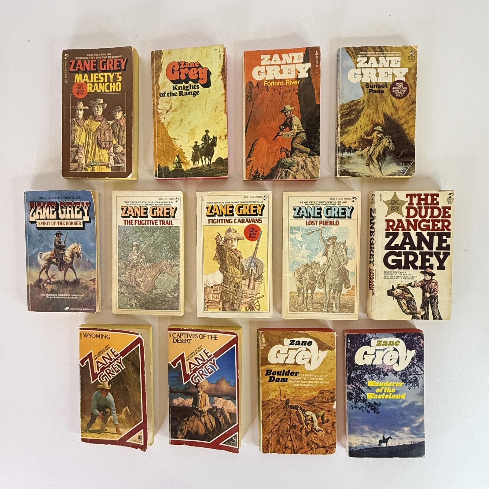 Lot Of Zane Grey Paperback Books Vintage Western Paperback Yellow Red Spines