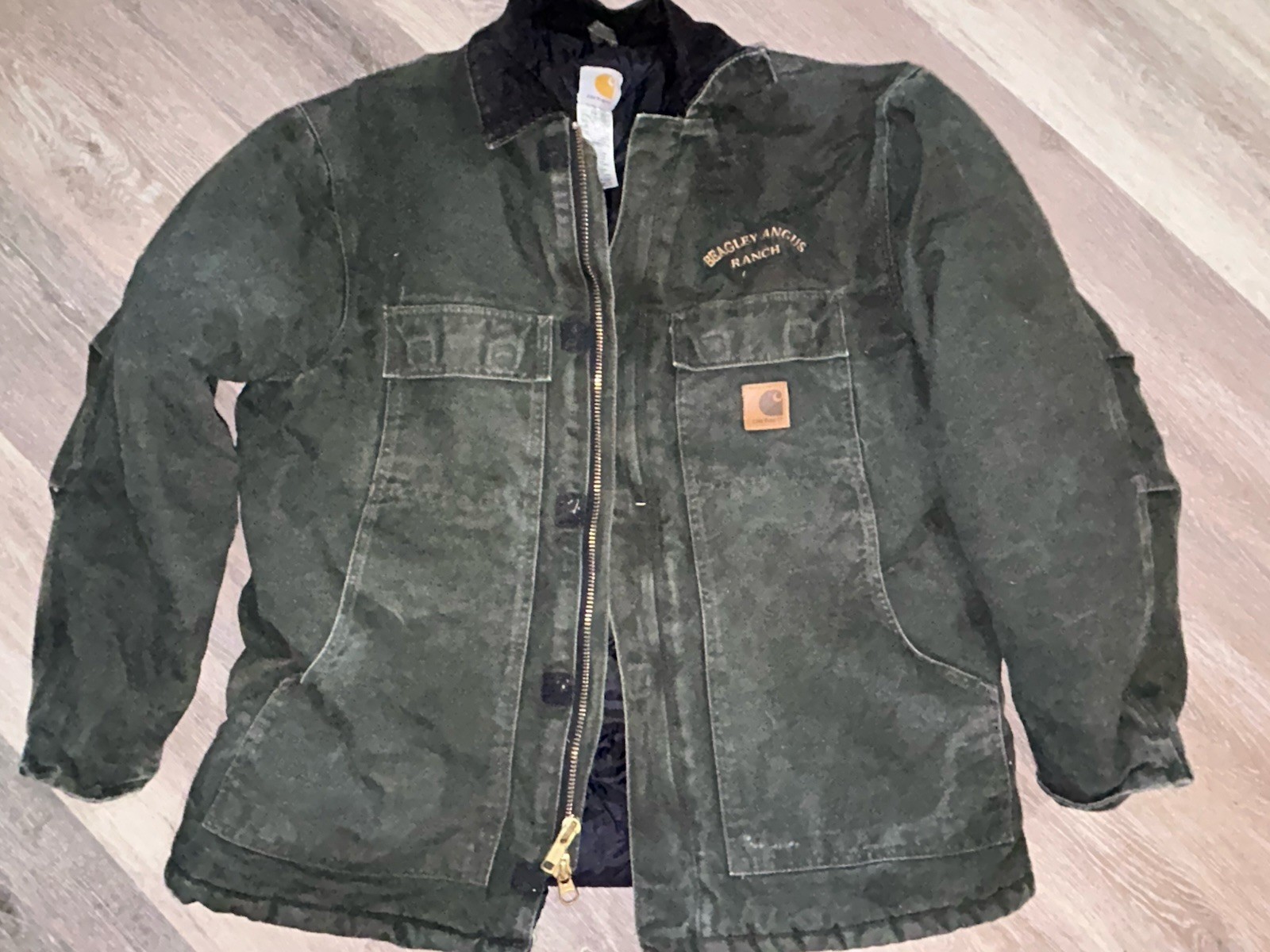 VTG Carhartt C26 Arctic Jacket MOS Moss Green Canvas Quilt Lined Sz XL USA LOGO
