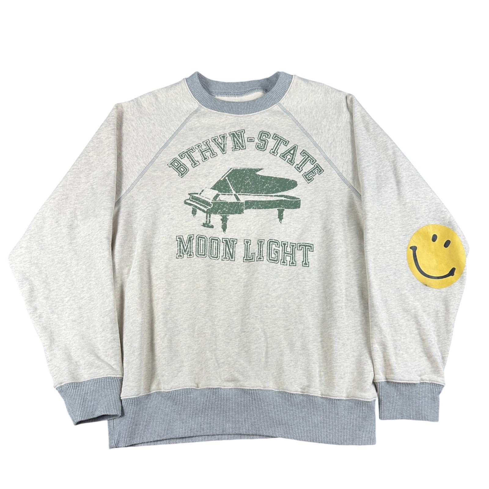 Kapital BTHVN-STATE Moonlight Japanese Cotton Smiley Sweatshirt Grey Size 4