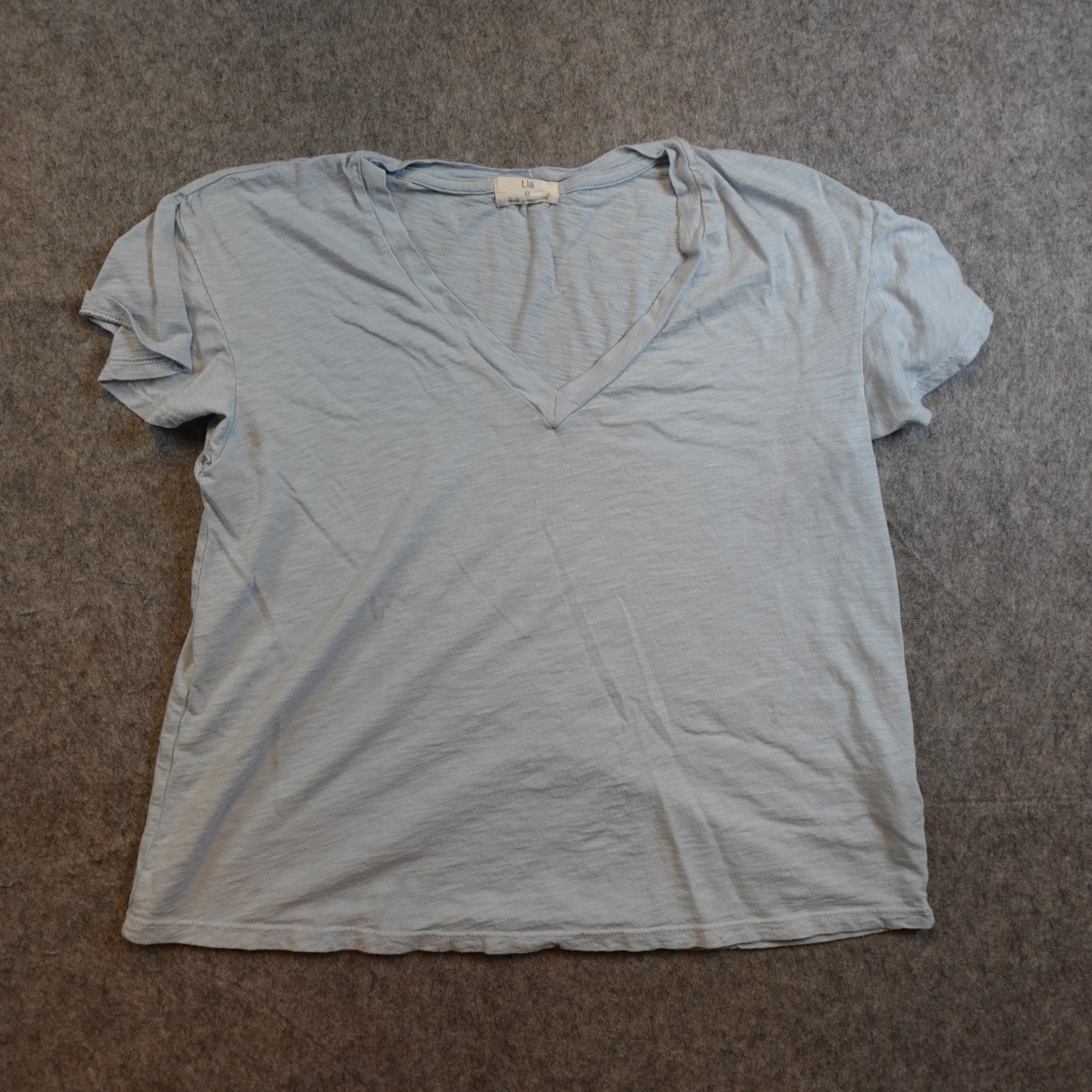 t.la Top Womens Extra Small Blue V Neck Short Sleeve Slub Knit Anthropologie Tee
