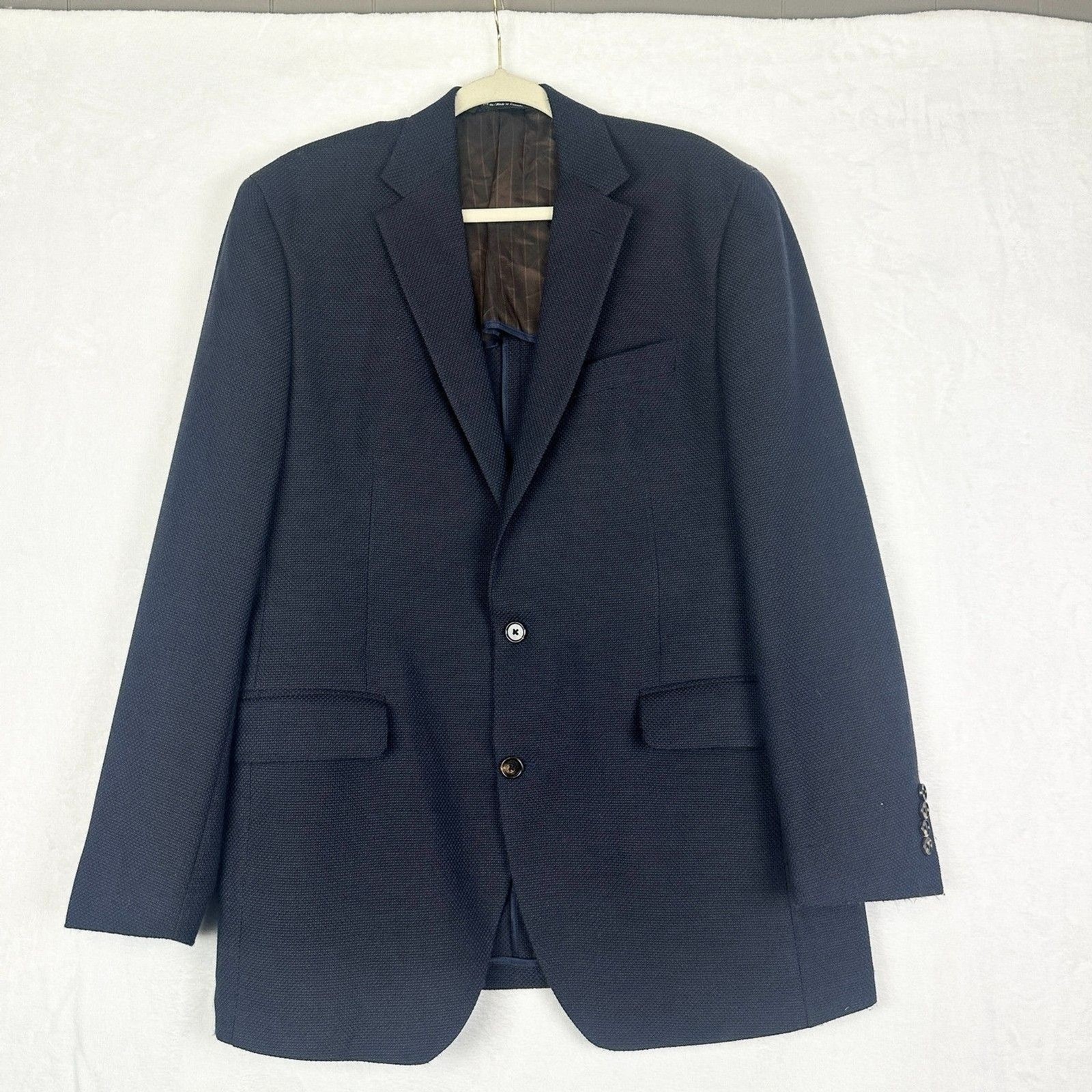 Coppley Drago Wool Super 120s Blazer Sport Coat 44T Tall Navy Blue Two Button