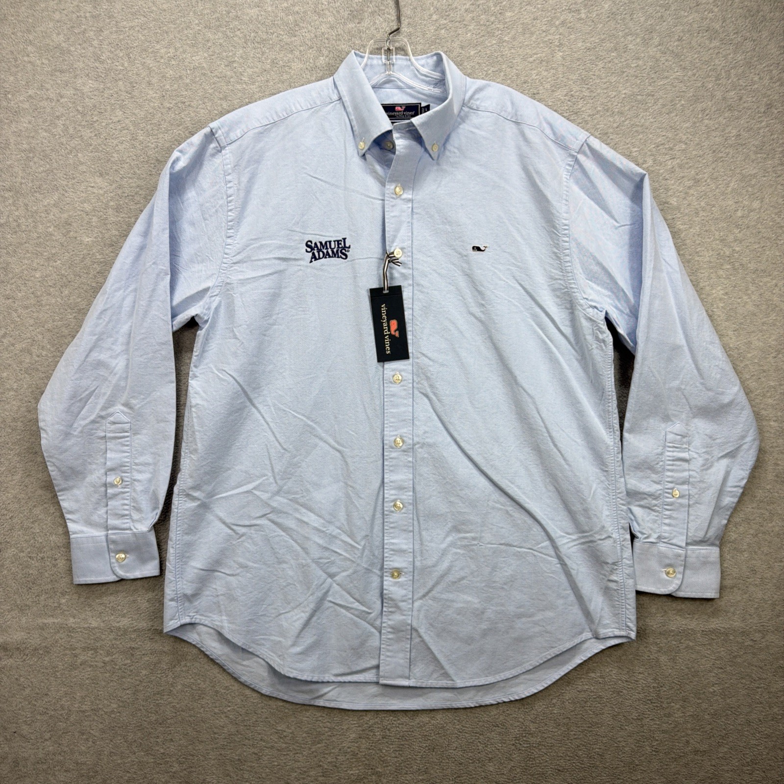 Vineyard Vines Shirt Mens Large Blue Classic Fit Whale Oxford Samuel Adams NEW Vineyard Vines Shirt Mens Large Blue Classic Fit Whale Oxford Samuel Adams NEW