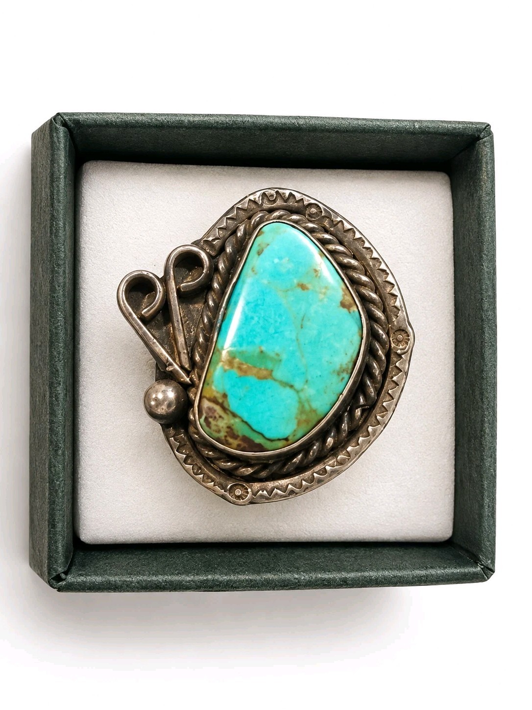 OLD Vintage 925 Sterling Silver Turquoise Ring Native American Size 7.5 7.44g