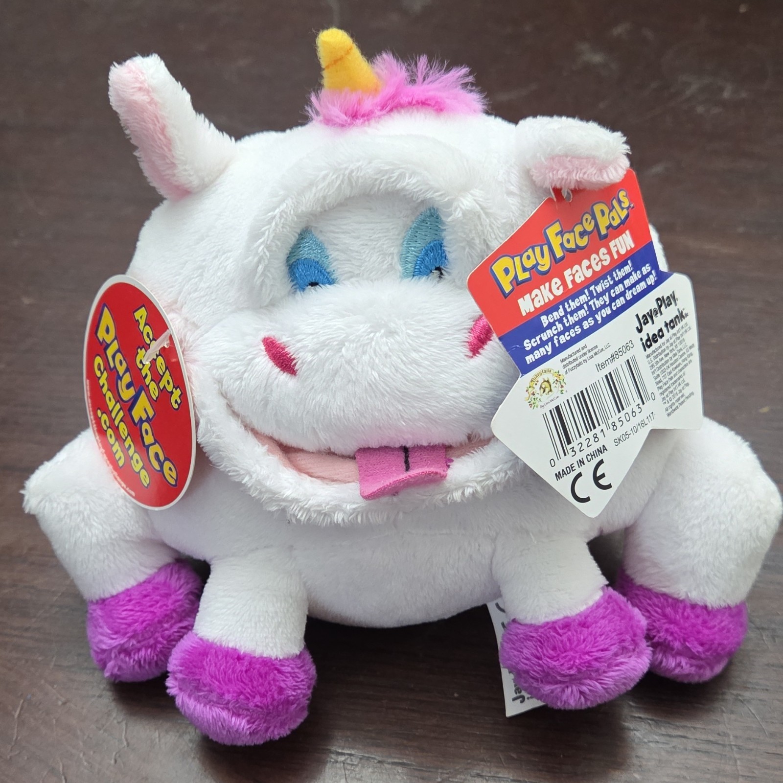 Jay@Play Play Face Pals Unicorn White Pink Small Plush Stuffed Animal 2016 85063