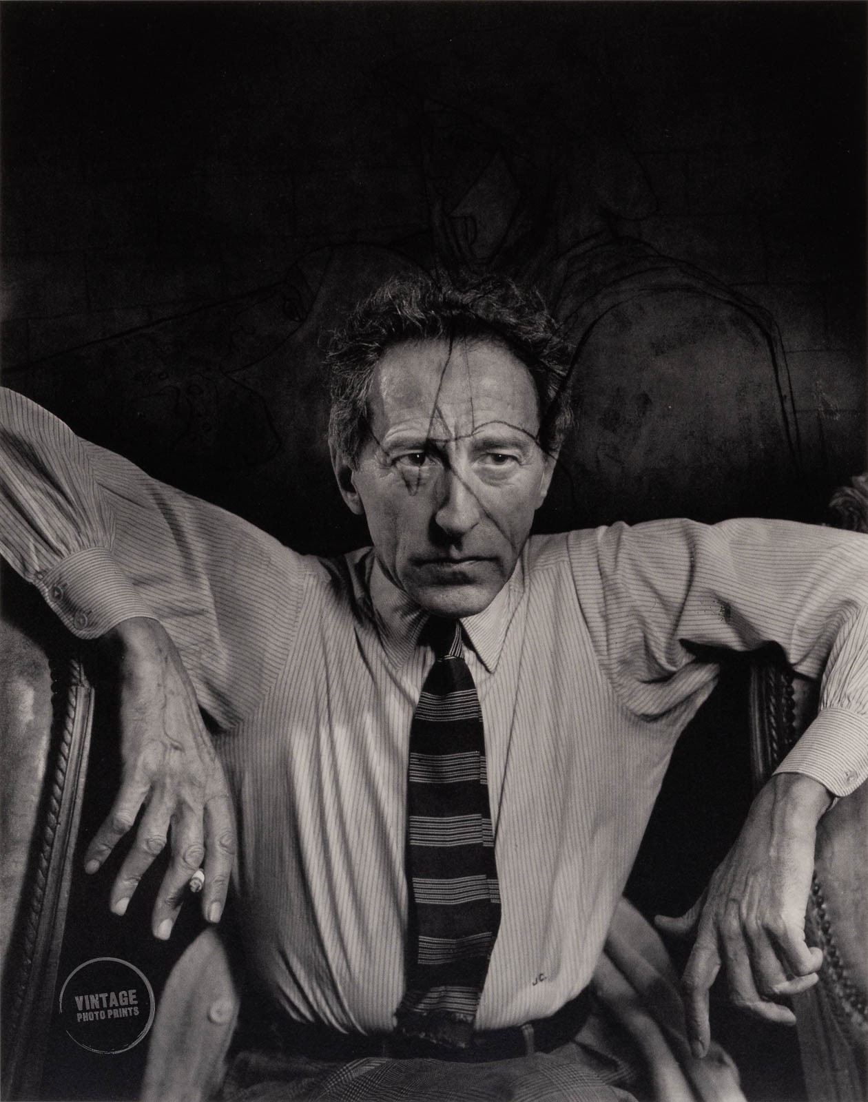 VTG Yousuf Karsh Photo Print Jean Cocteau Engraving ArtPortrait 1949 Mat 13x15