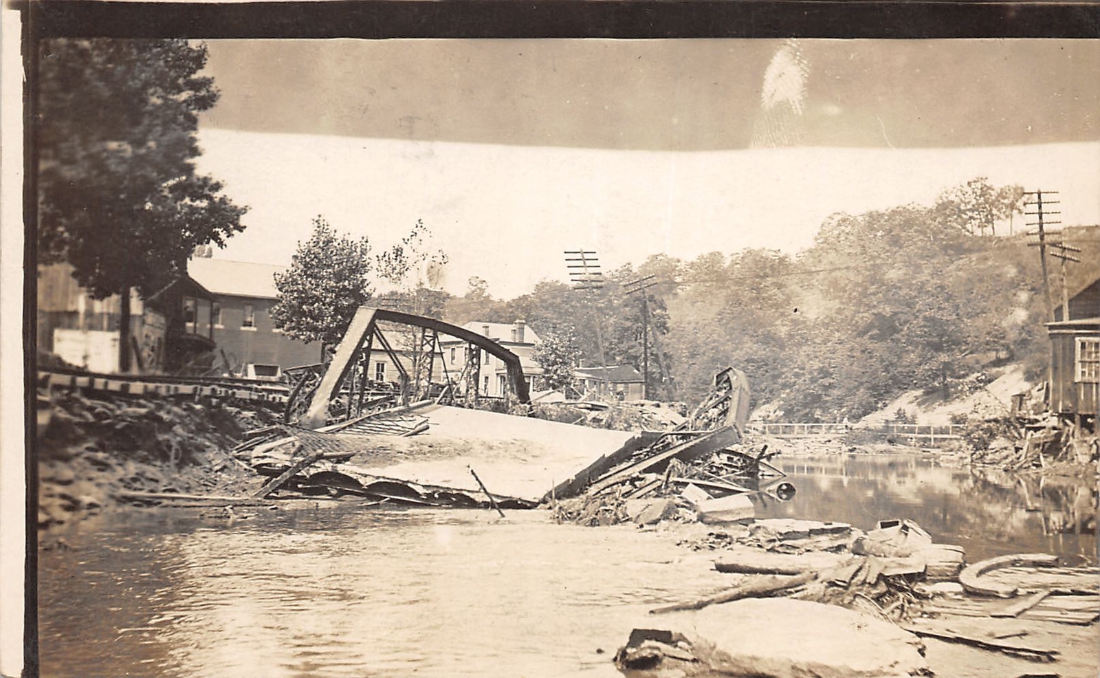 E92/ Salineville Ohio RPPC Postcard Columbiana 1912 Flood Disaster Bridge 12