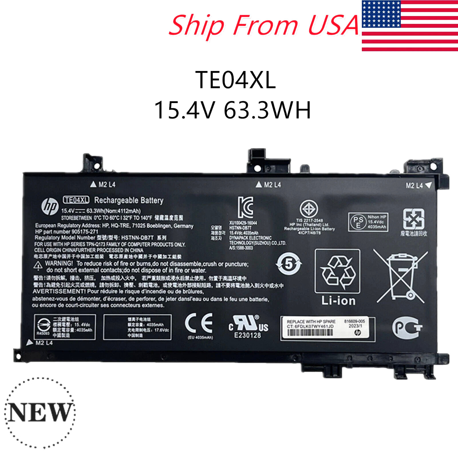 NEW Genuine OEM TE04XL Battery for HP Omen 15-AX200 15-BC 905175-2C1 905277-855