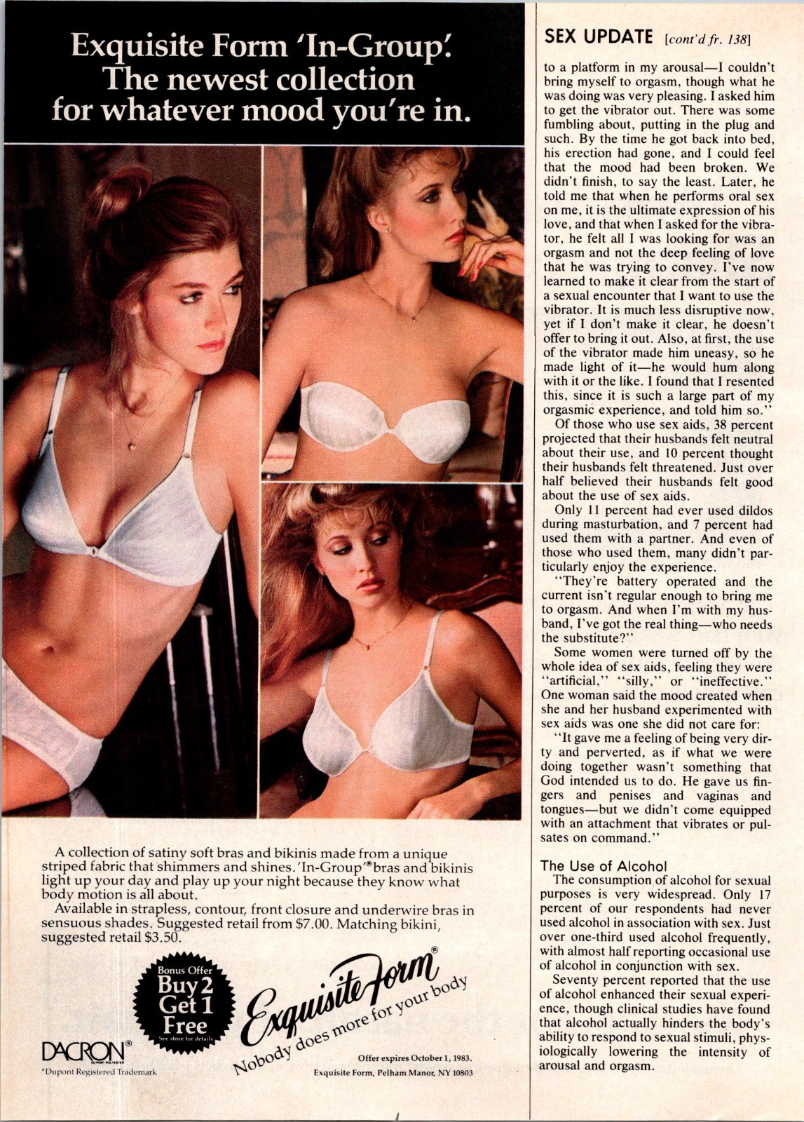 1983 • Exquisite Form Bra Panties Print Ad • 80s Fashion HA.39