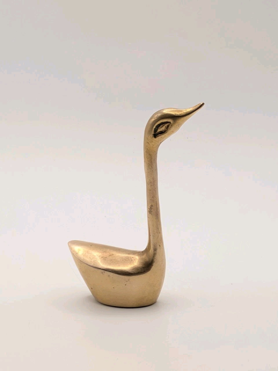 Vtg Solid Brass Swan Or Goose~Small~Paperweight Ring Holder~India~3.50\