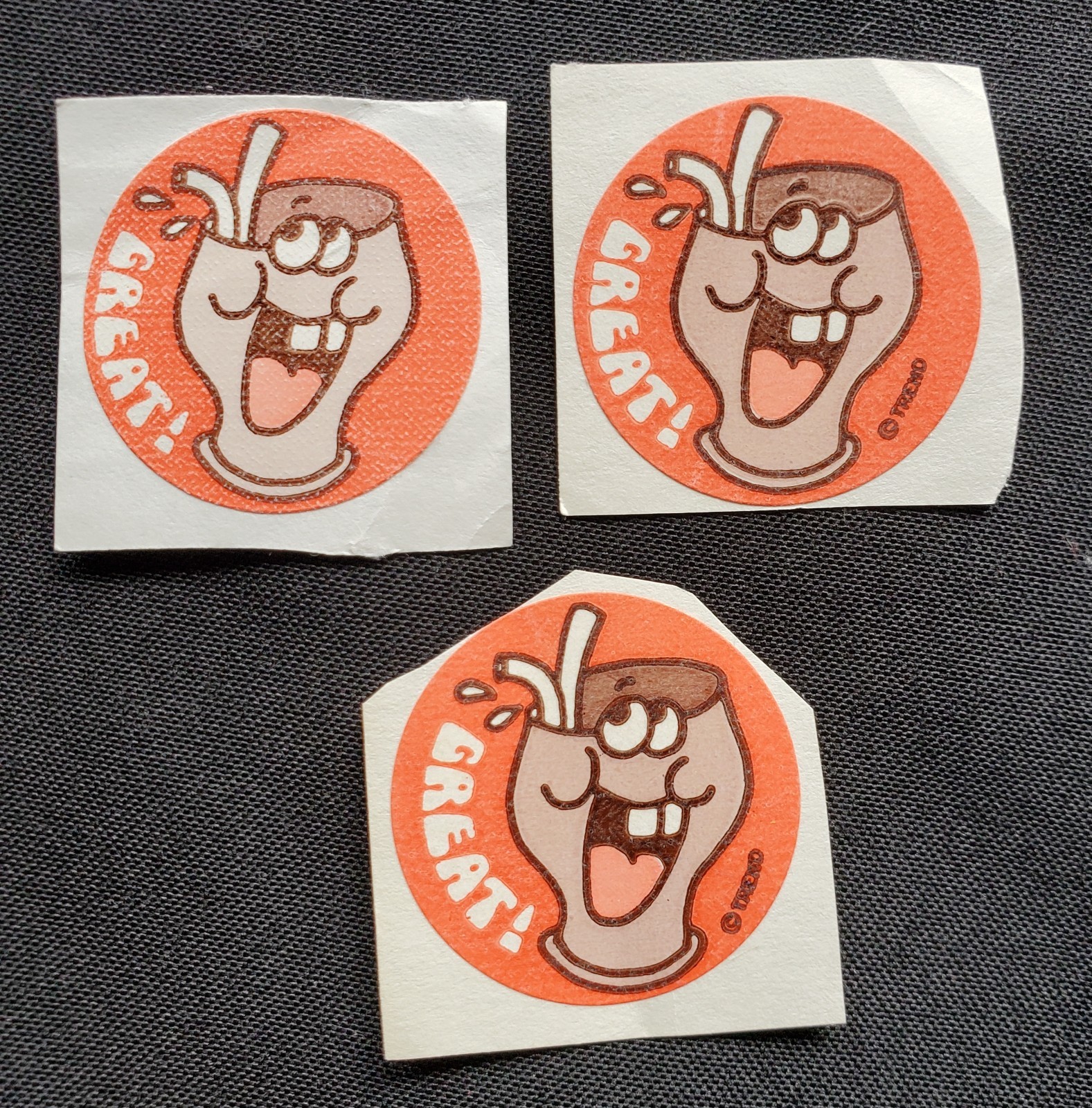 Vintage Trend Scratch n Sniff 3 qty Cola Sticker Great 1981 Matte Vintage Trend Scratch n Sniff 3 qty Cola Sticker Great 1981 Matte