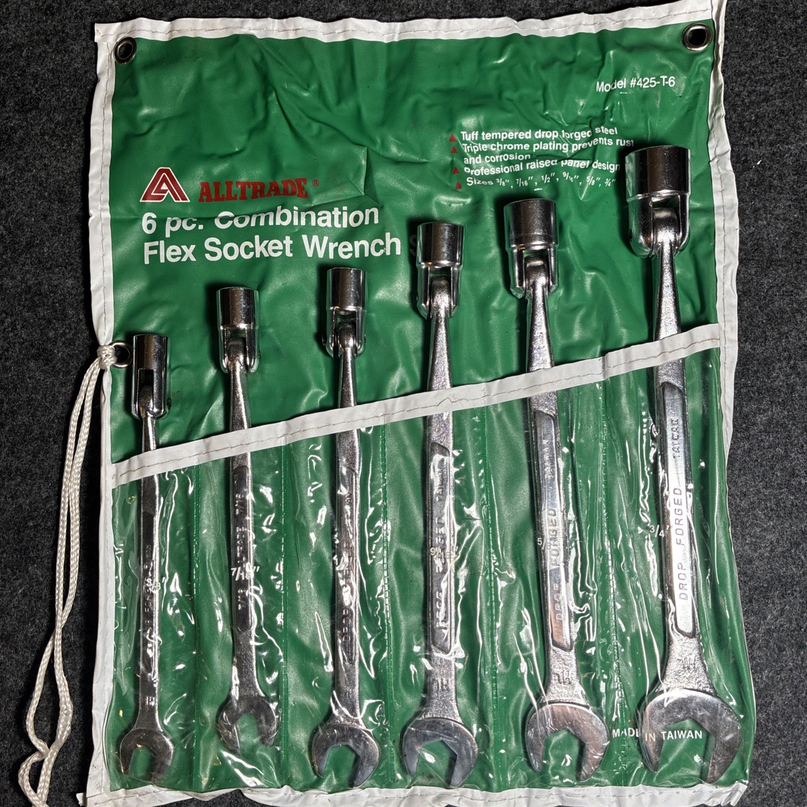 Vintage Alltrade 6 Pc Flex Head Combination Wrench Set SAE Drop Forged 425-T-6 Vintage Alltrade 6 Pc Flex Head Combination Wrench Set SAE Drop Forged 425-T-6
