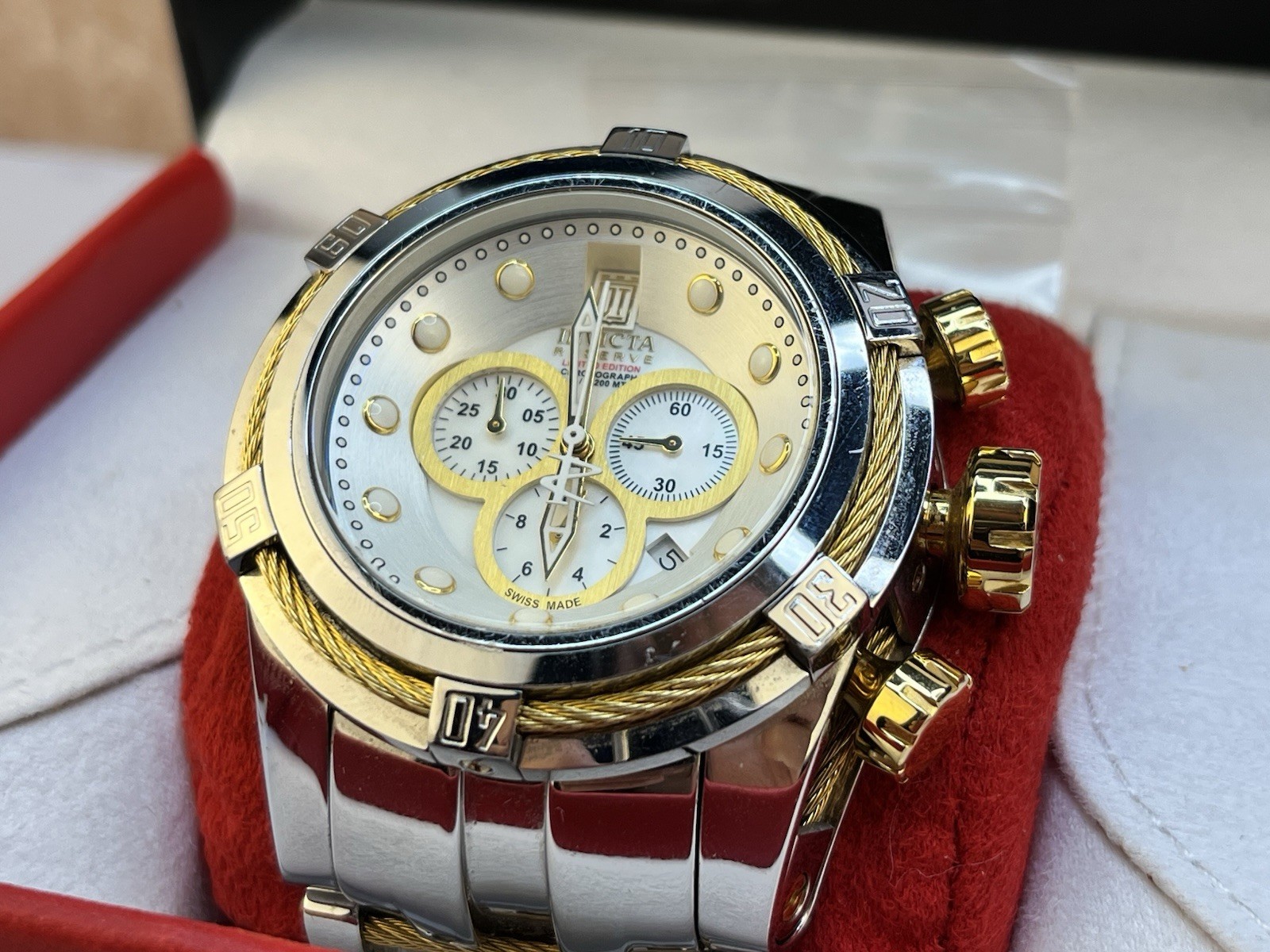 Invicta Reserve Jason Taylor 16003 53mm Swiss Chronograph Watch Box Links