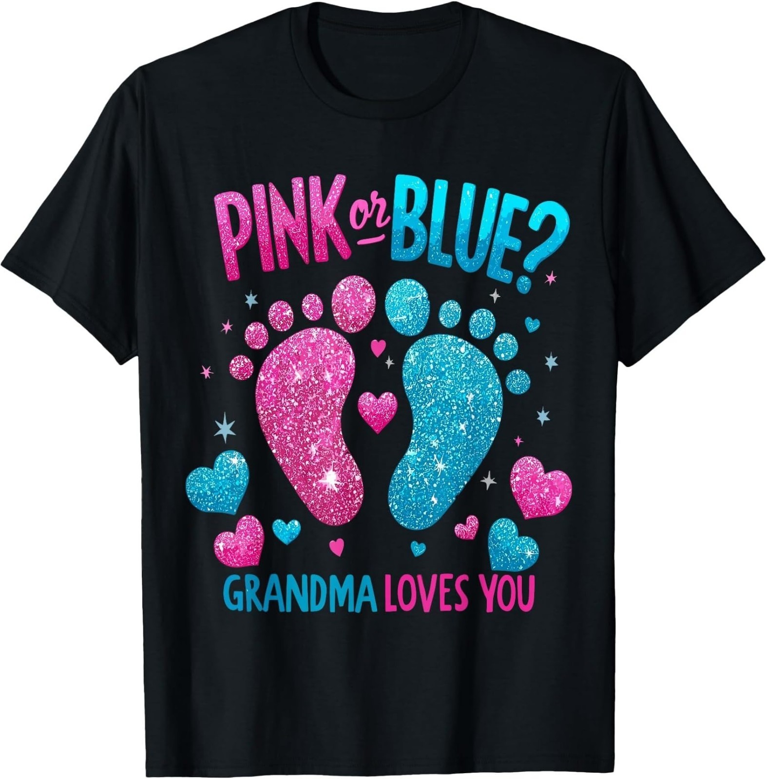 Pink Or Blue Grandma Loves You Vintage Retro T-Shirt Gender Reveal Baby Gift