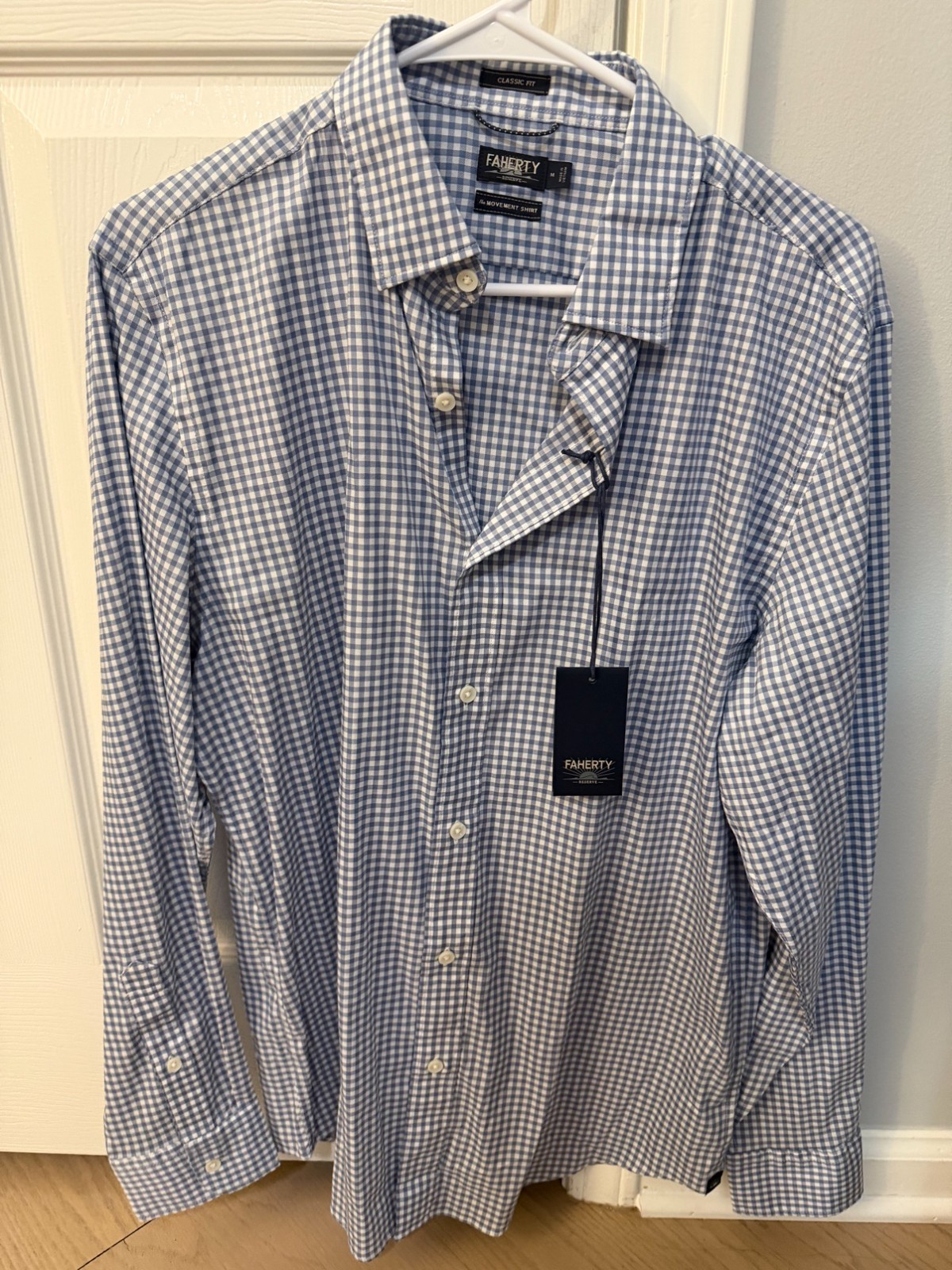 Faherty Reserve The Movement Shirt Mens M Light Blue Gingham NWT MSRP $158