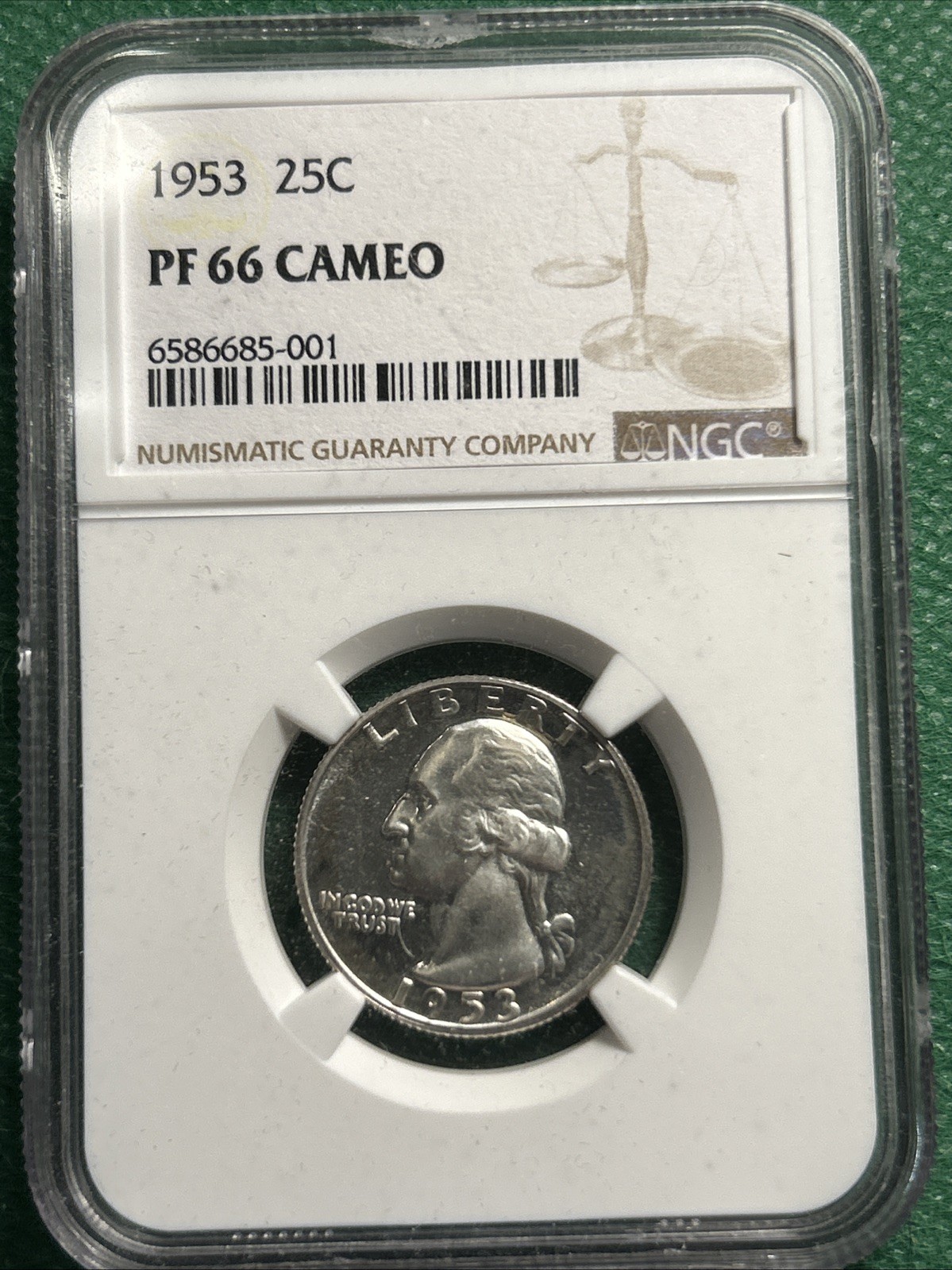 1953 PROOF WASHINGTON QUARTER NGC PR66 CAMEO 1953 PROOF WASHINGTON QUARTER NGC PR66 CAMEO