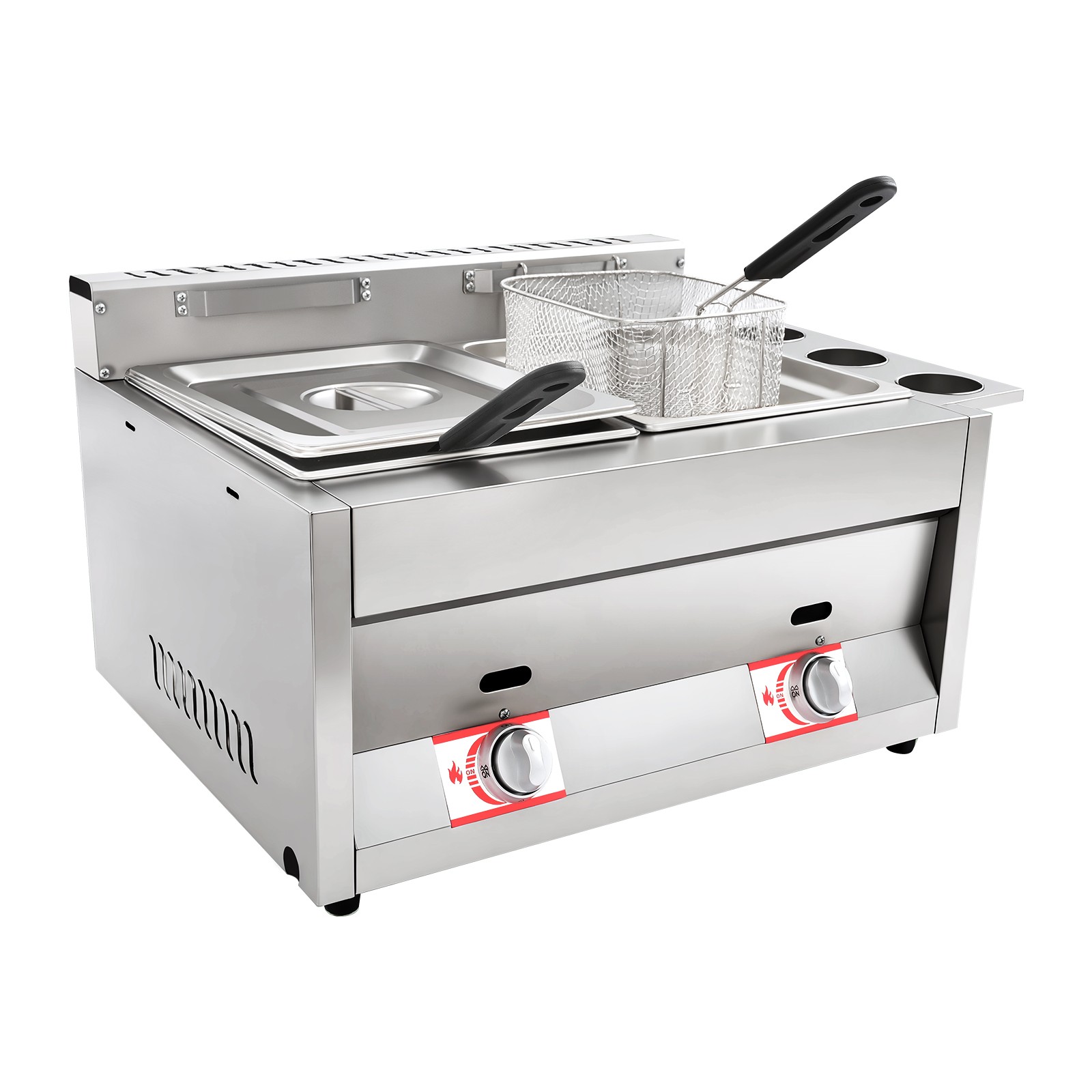 Countertop Gas Deep Fryer Propane Gas Stainless Steel Outdoor Use Round 2 Burner