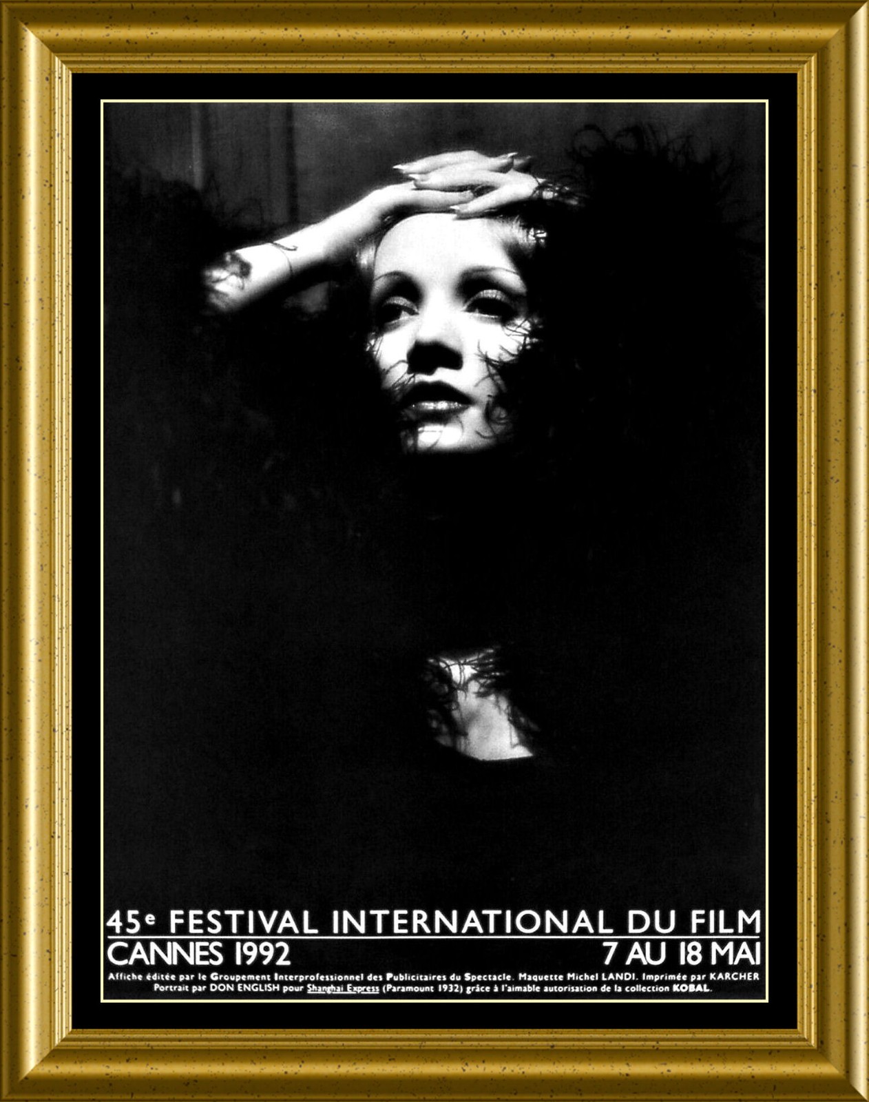 Cannes 45th Film Festival Marlene Dietrich Poster Fridge Magnet 6x8 Large