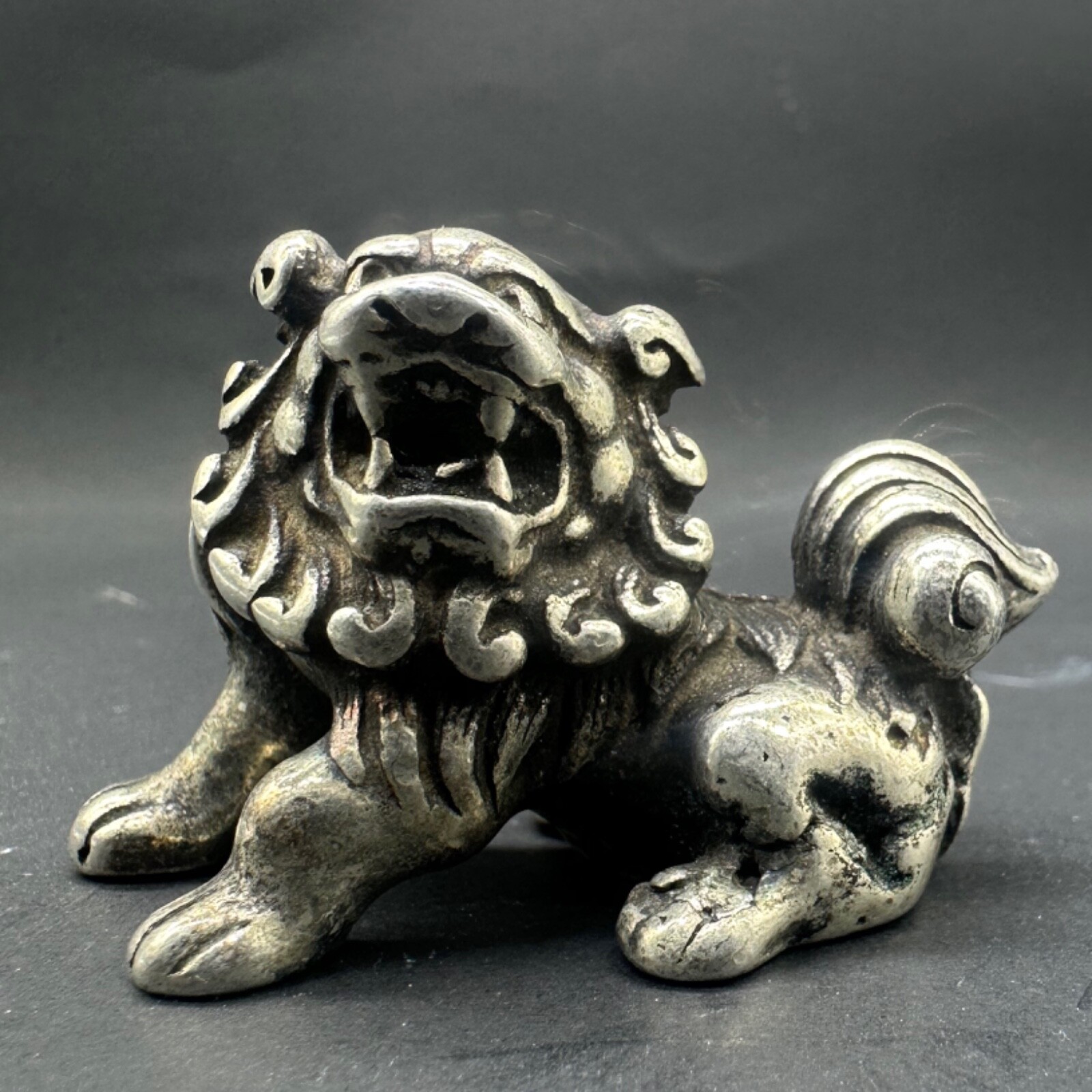 Very unique ancient Roman silver figure of a lion Very unique ancient Roman silver figure of a lion