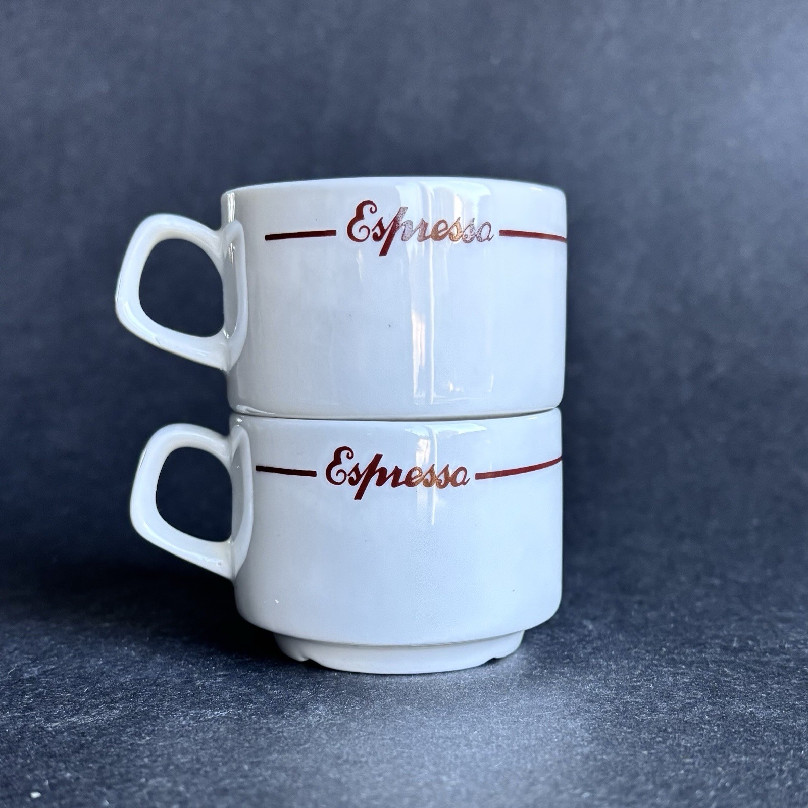 Naaman Israel White Calligraphy Script Espresso Demitasse Cups set two