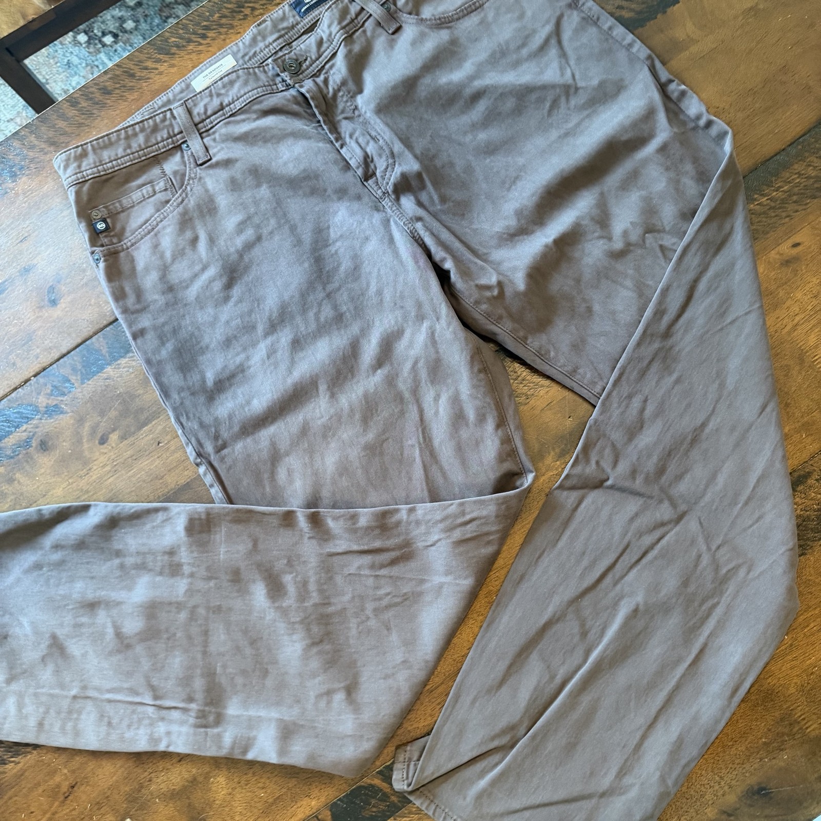 AG Adriano Goldschmied Graduate Tailored Leg Jeans Mens 40x32 Brown Stretch USA