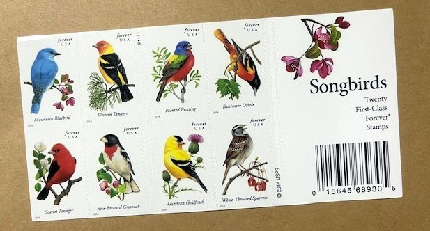 USPS Stamps ~ Unused Sheet of 20 ~ 2014 Songbirds Scott #4882-4891