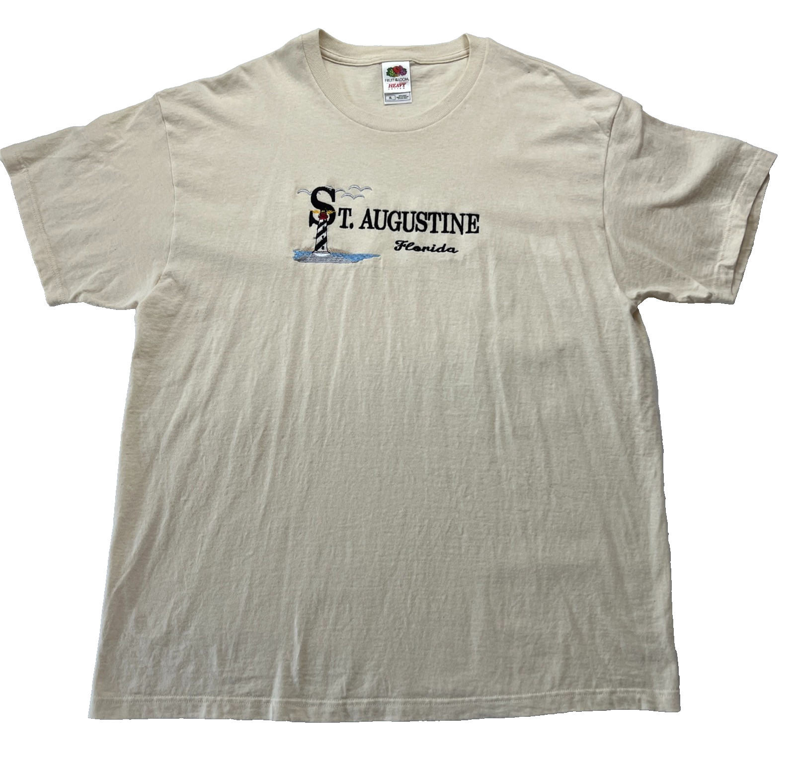 St Augustine Florida Lighthouse Embroidered T Shirt Size XL Cotton VTG 90s