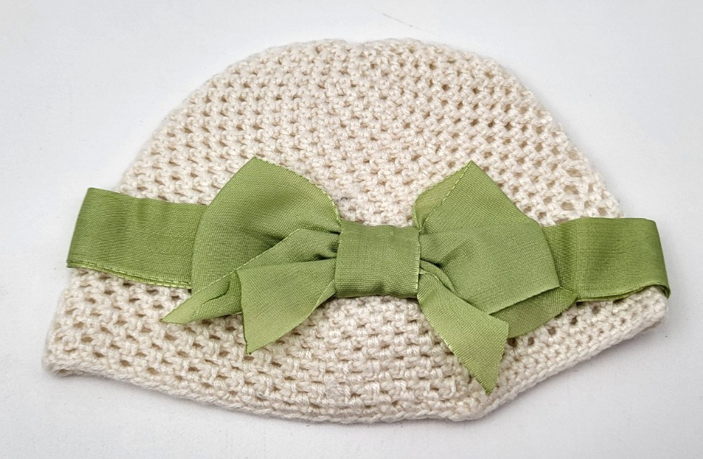 American Girl Kit Kittredge Meet Accessories Crochet Cloche Hat Green Bow
