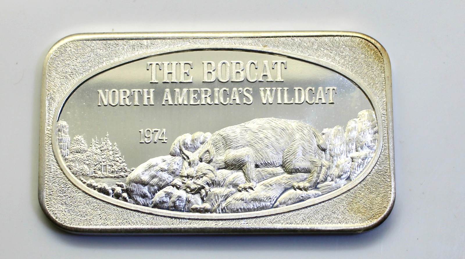 Scarce Vintage 1974 USSC-189 THE BOBCAT/WILDCAT 1 Oz .999 Silver Art Bar Rarity4 Scarce Vintage 1974 USSC-189 THE BOBCAT/WILDCAT 1 Oz .999 Silver Art Bar Rarity4