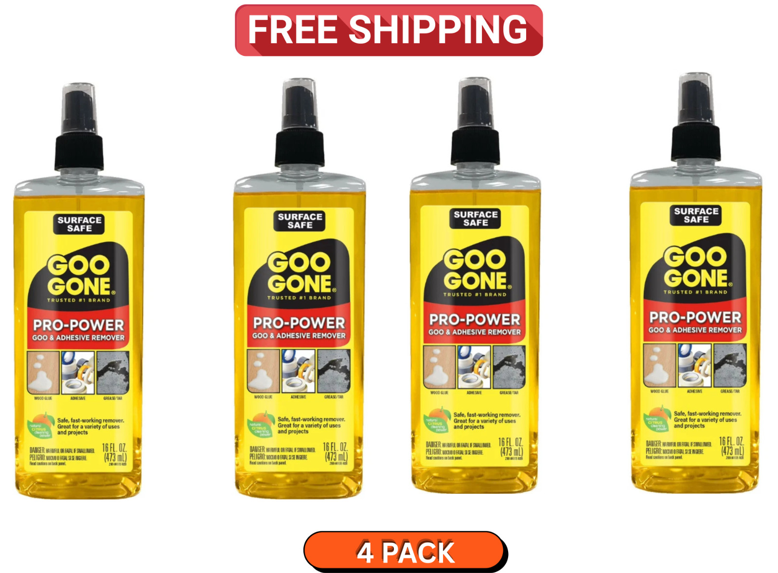 Goo Gone Pro Power Cleaner Spray 16 oz 4 Pack Glue Adhesive Remover Goo Gone Pro Power Cleaner Spray 16 oz 4 Pack Glue Adhesive Remover