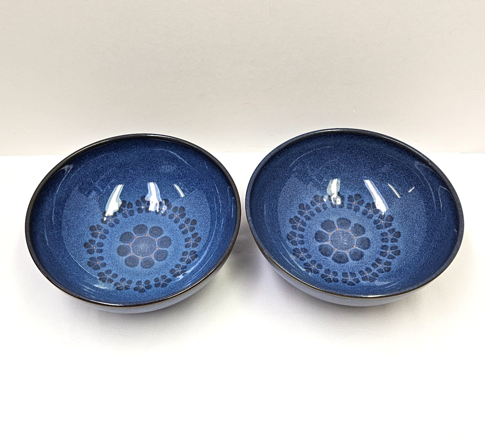 Set of 2 Denby Midnight Blue Cereal Soup Bowls Stoneware England
