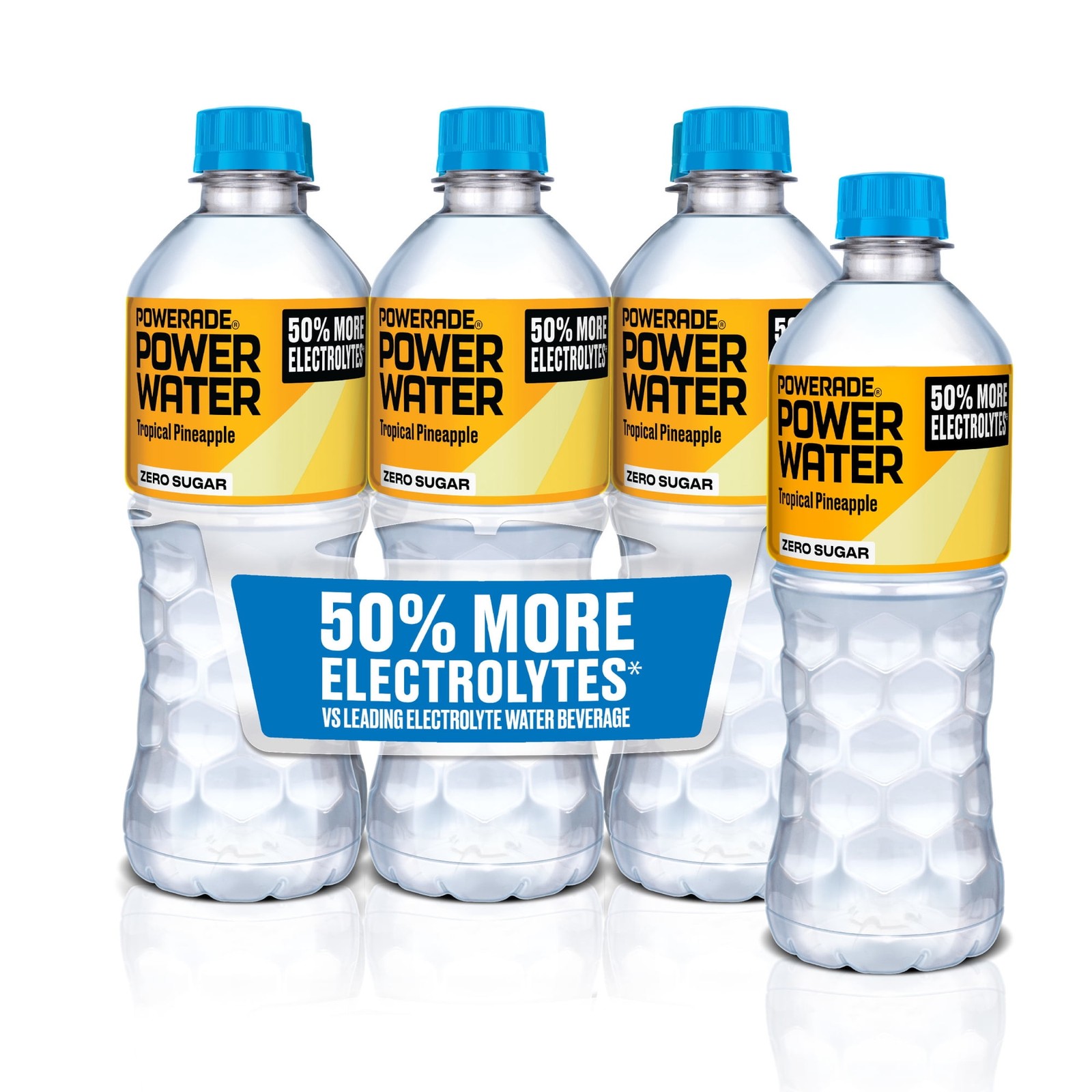 POWERADE Power Water Zero Sugar Tropical Pineapple, 16.9 fl oz, 6 Pack Electro..