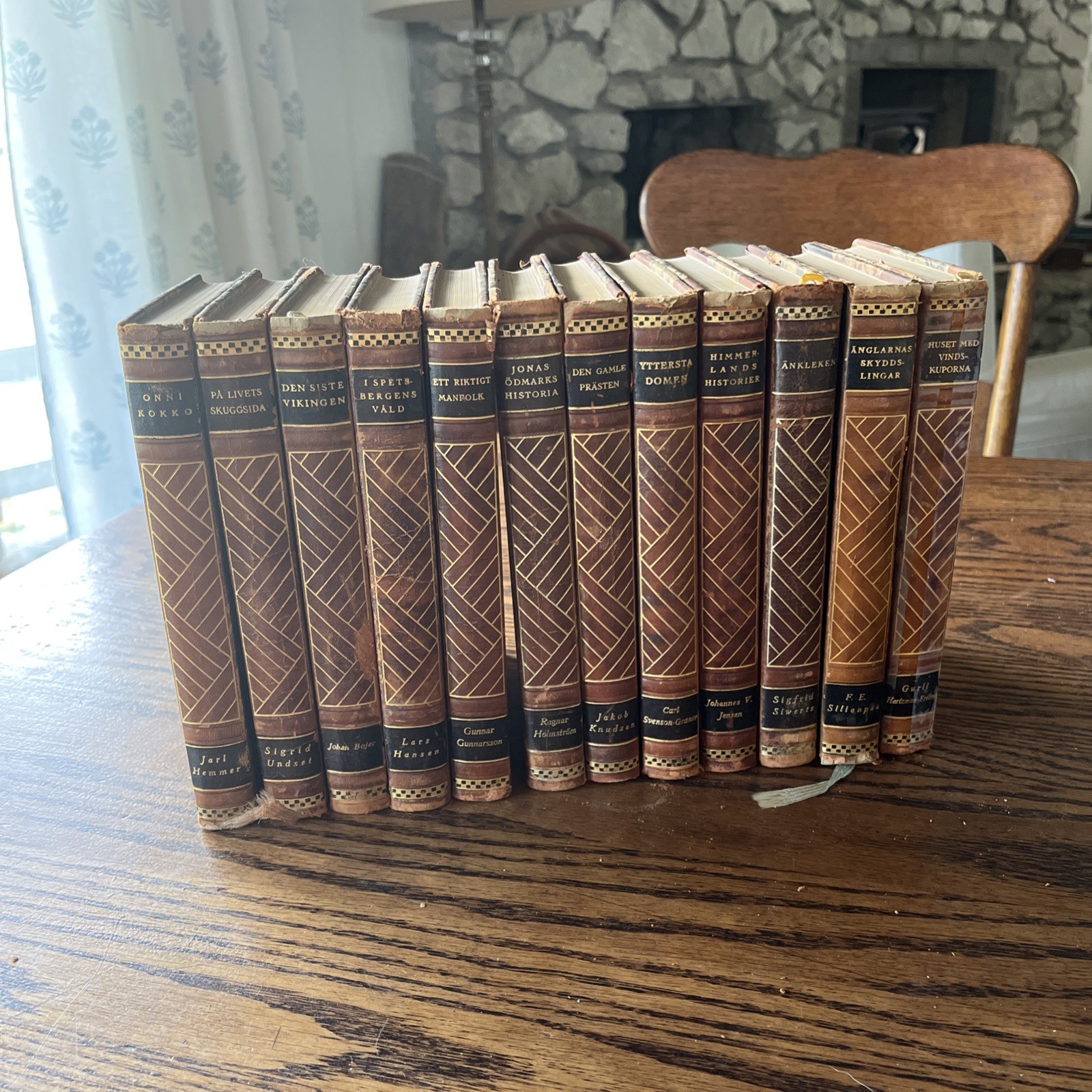 12 Vol Vårt Hem's Nordic Library Antique Swedish Books 1930s Half Calf