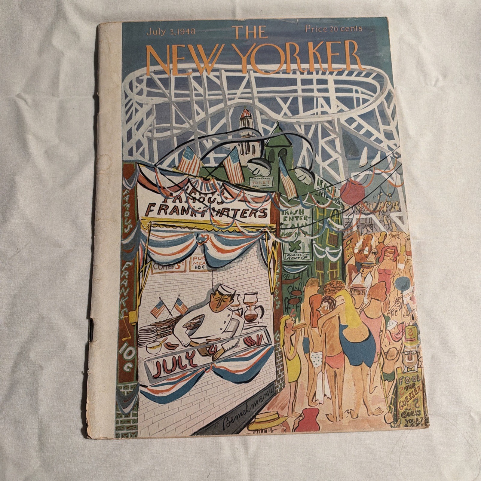 Vintage THE NEW YORKER Magazine July 3 1948 Ludwig Bemelmans Coney Island Cover