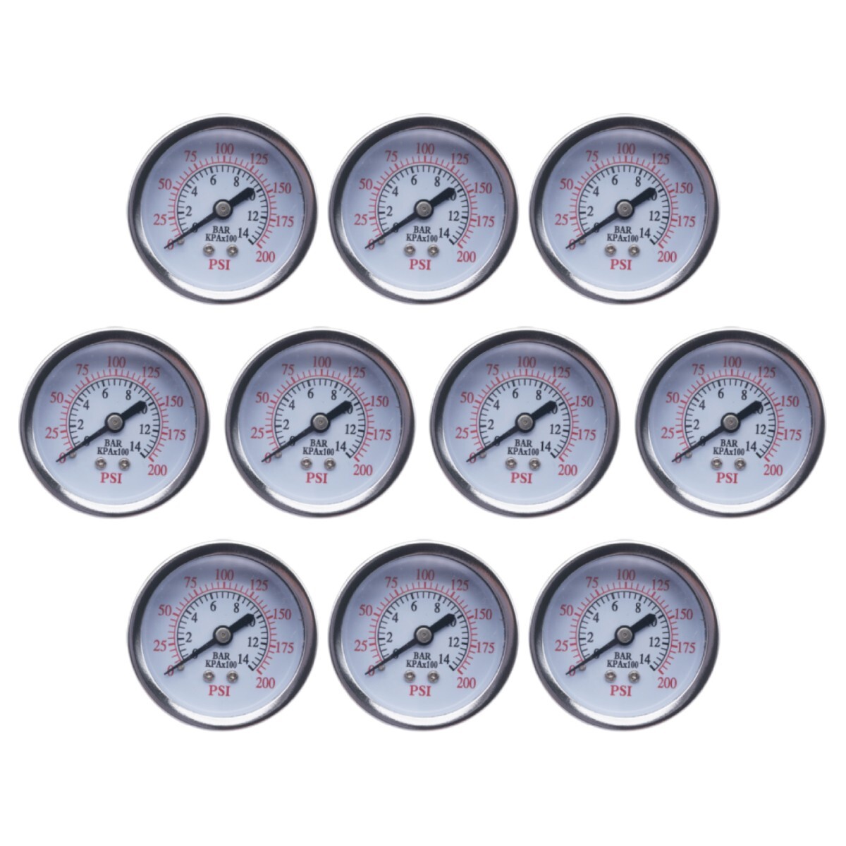 10 pcs Air Compressor Pressure Gauge 0-200 PSI 1/4\ 10 pcs Air Compressor Pressure Gauge 0-200 PSI 1/4\