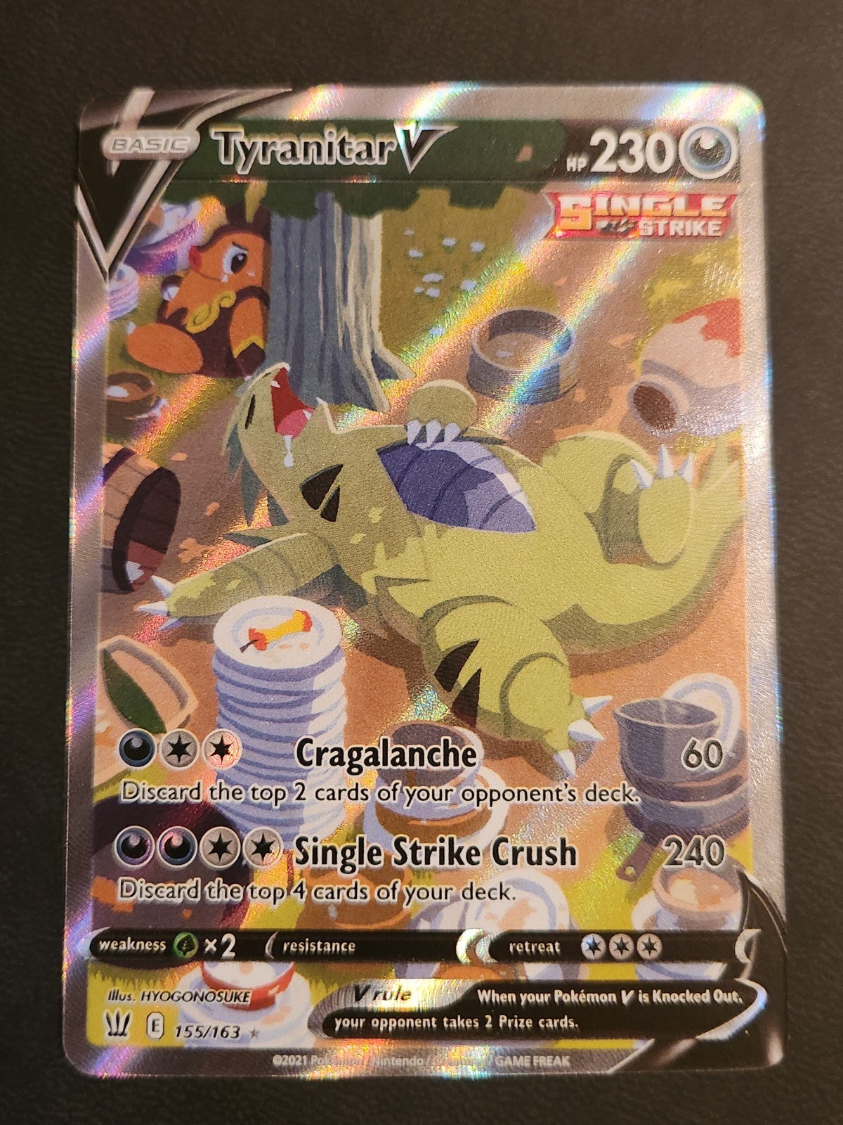 Tyranitar V Alternate Full Art 155/163 SWSH05: Battle Styles Pokemon Tyranitar V Alternate Full Art 155/163 SWSH05: Battle Styles Pokemon
