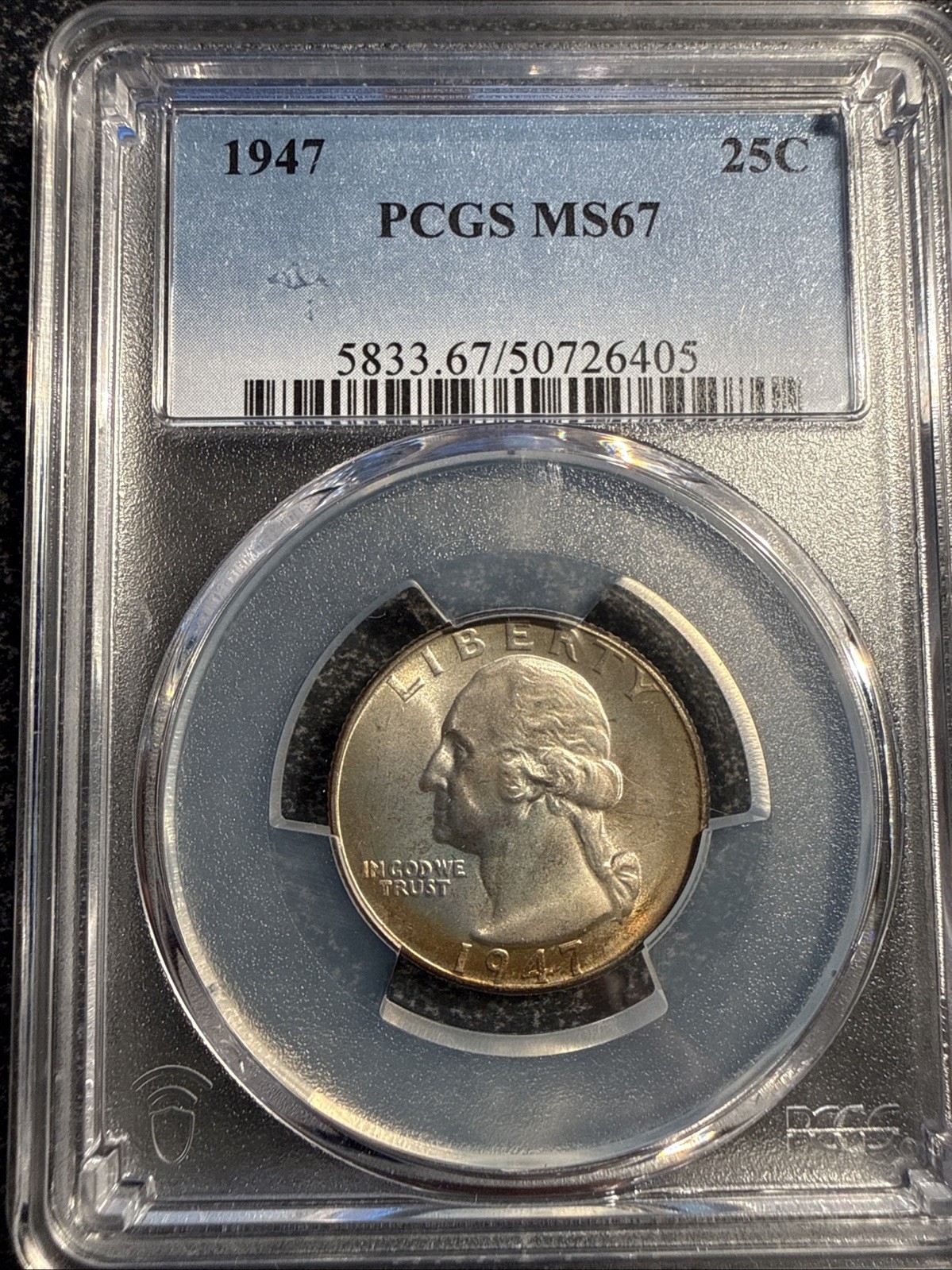 1947 P Washington Silver Quarter PCGS MS67. #35 1947 P Washington Silver Quarter PCGS MS67. #35